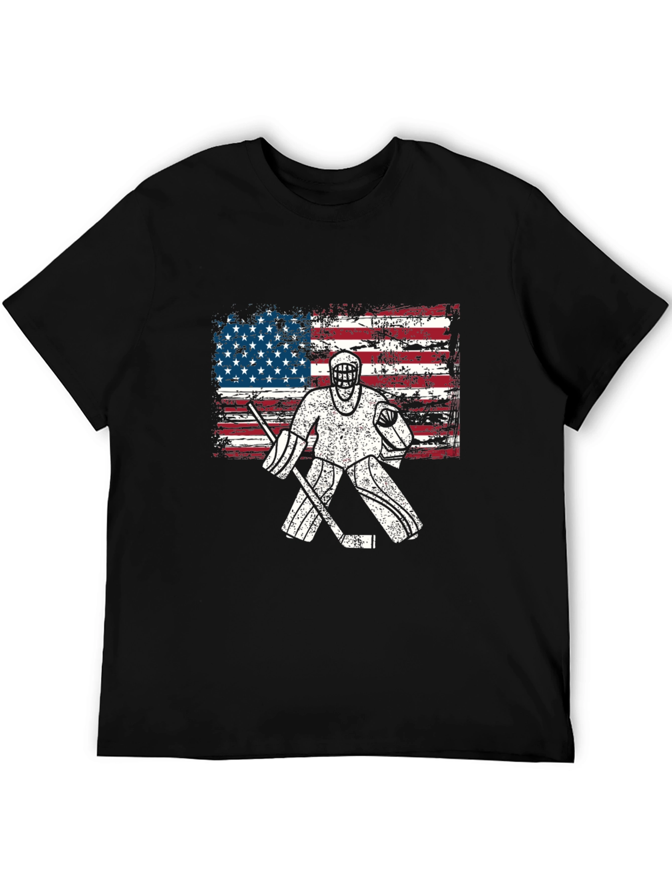 USA Hockey Goalie T-Shirt - Patriotic American Flag Design