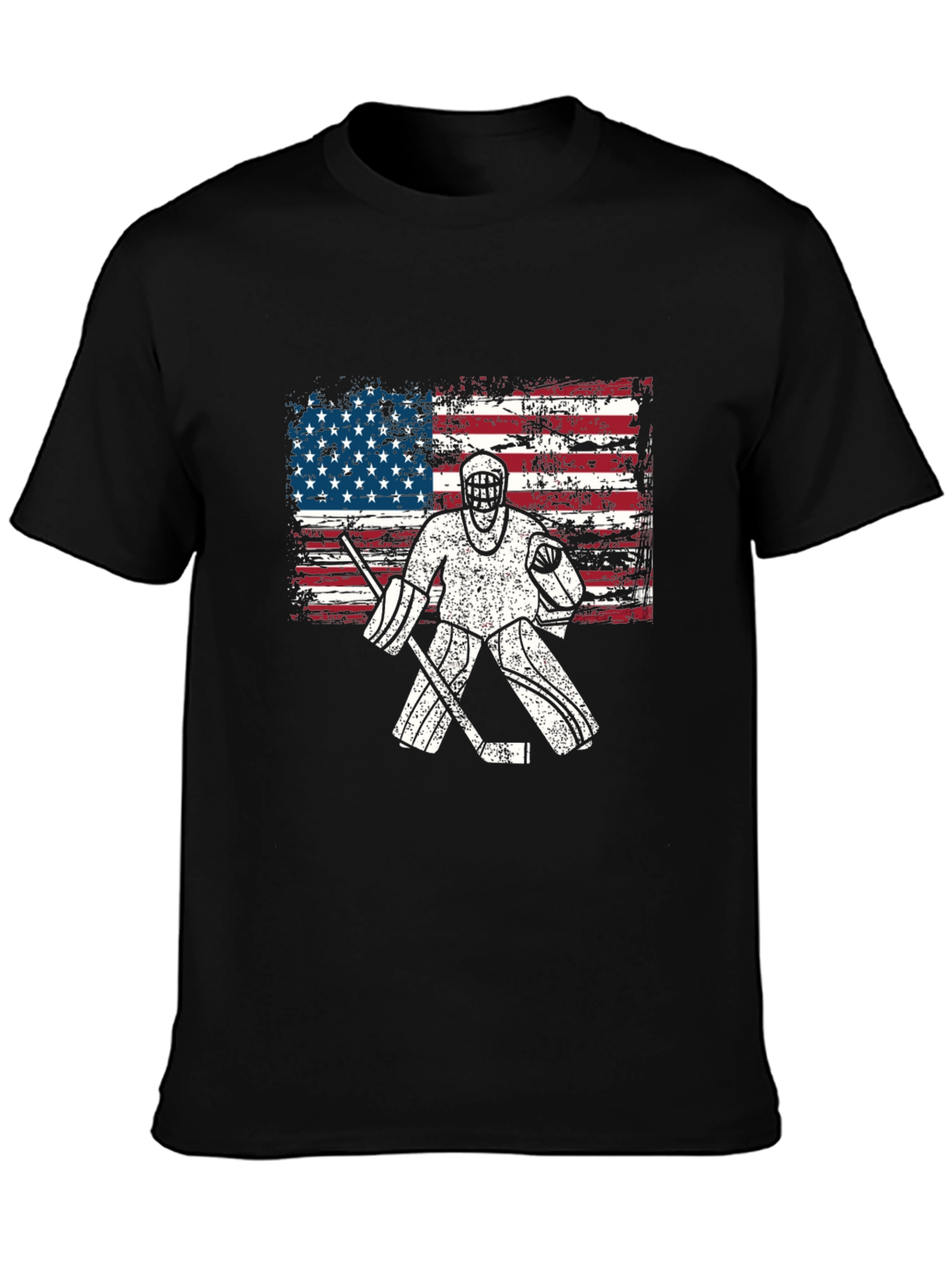 USA Hockey Goalie T-Shirt - Patriotic American Flag Design