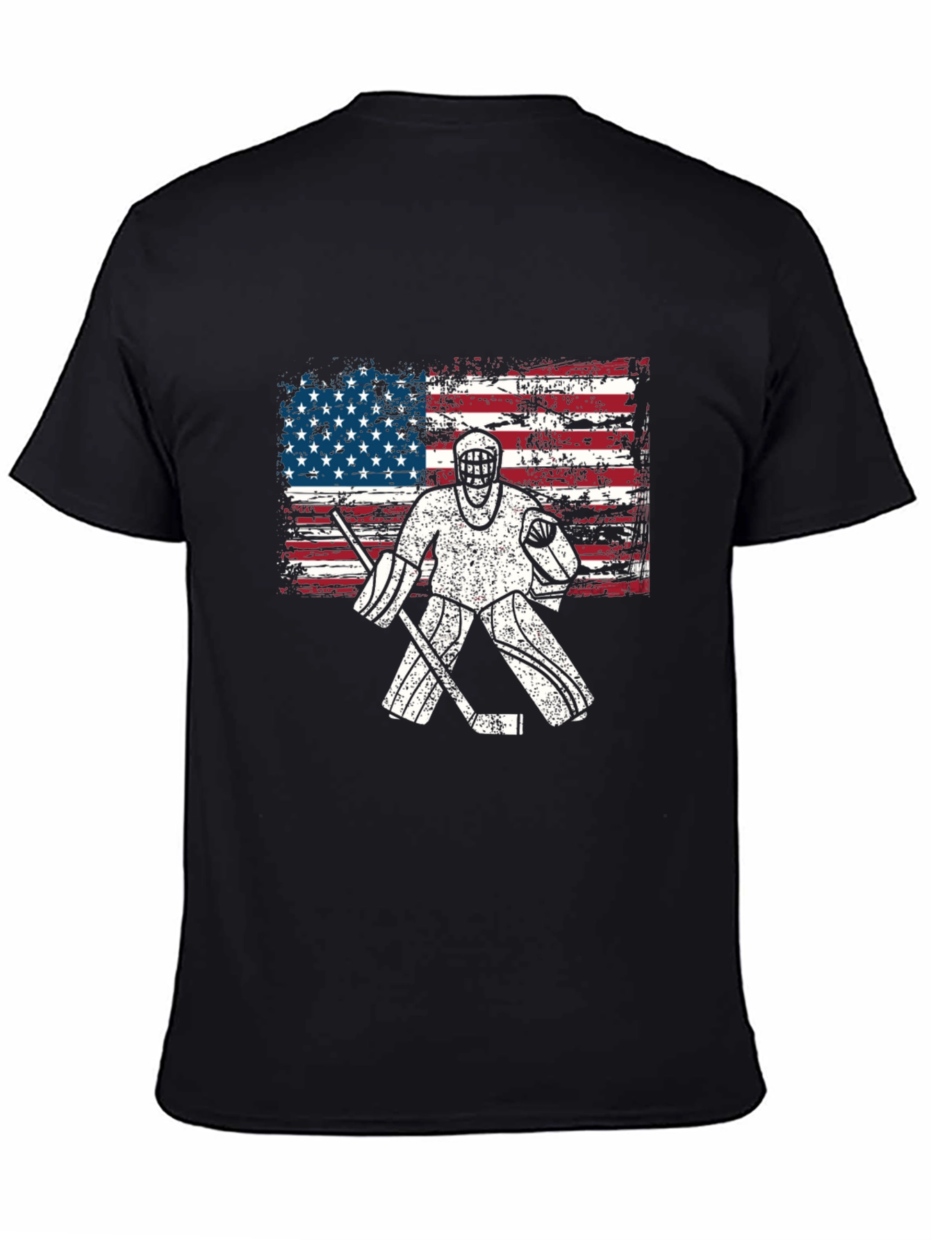 USA Hockey Goalie T-Shirt - Patriotic American Flag Design