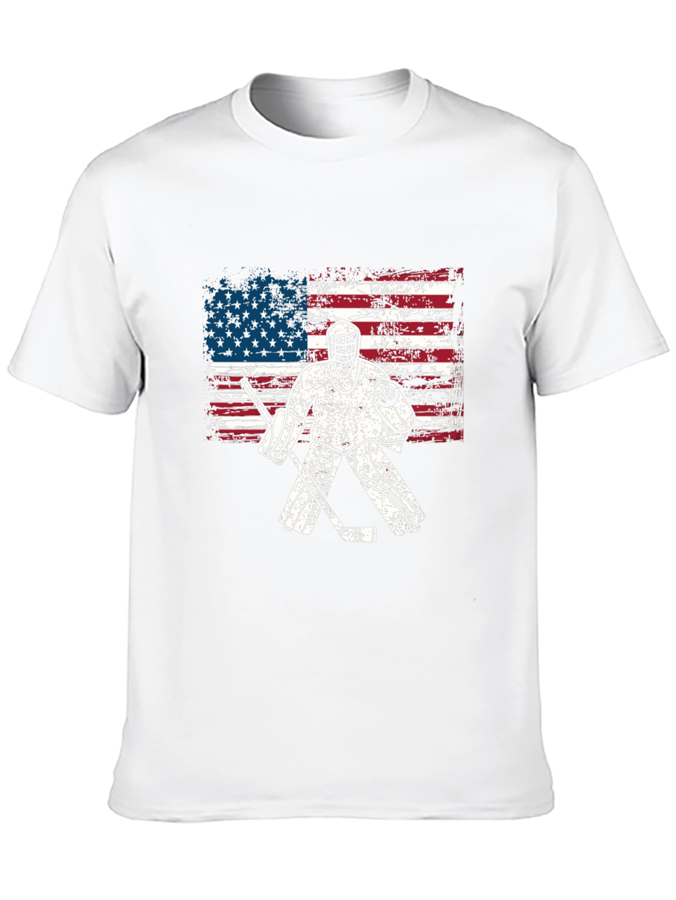 USA Hockey Goalie T-Shirt - Patriotic American Flag Design