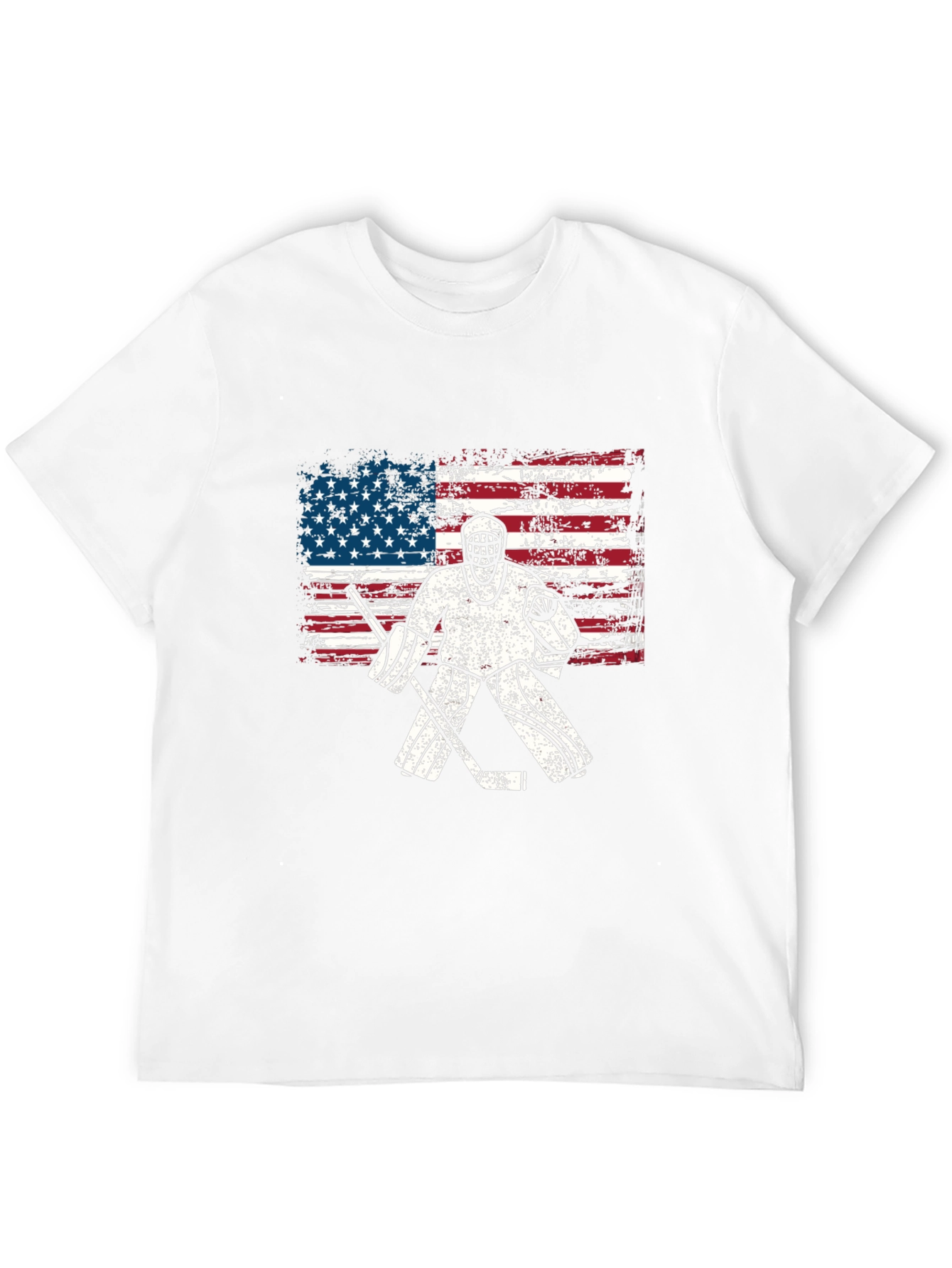 USA Hockey Goalie T-Shirt - Patriotic American Flag Design