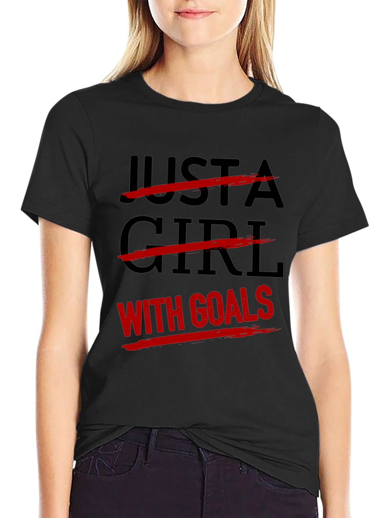Goal-Getter Graphic Tee: Black Cotton T-Shirt