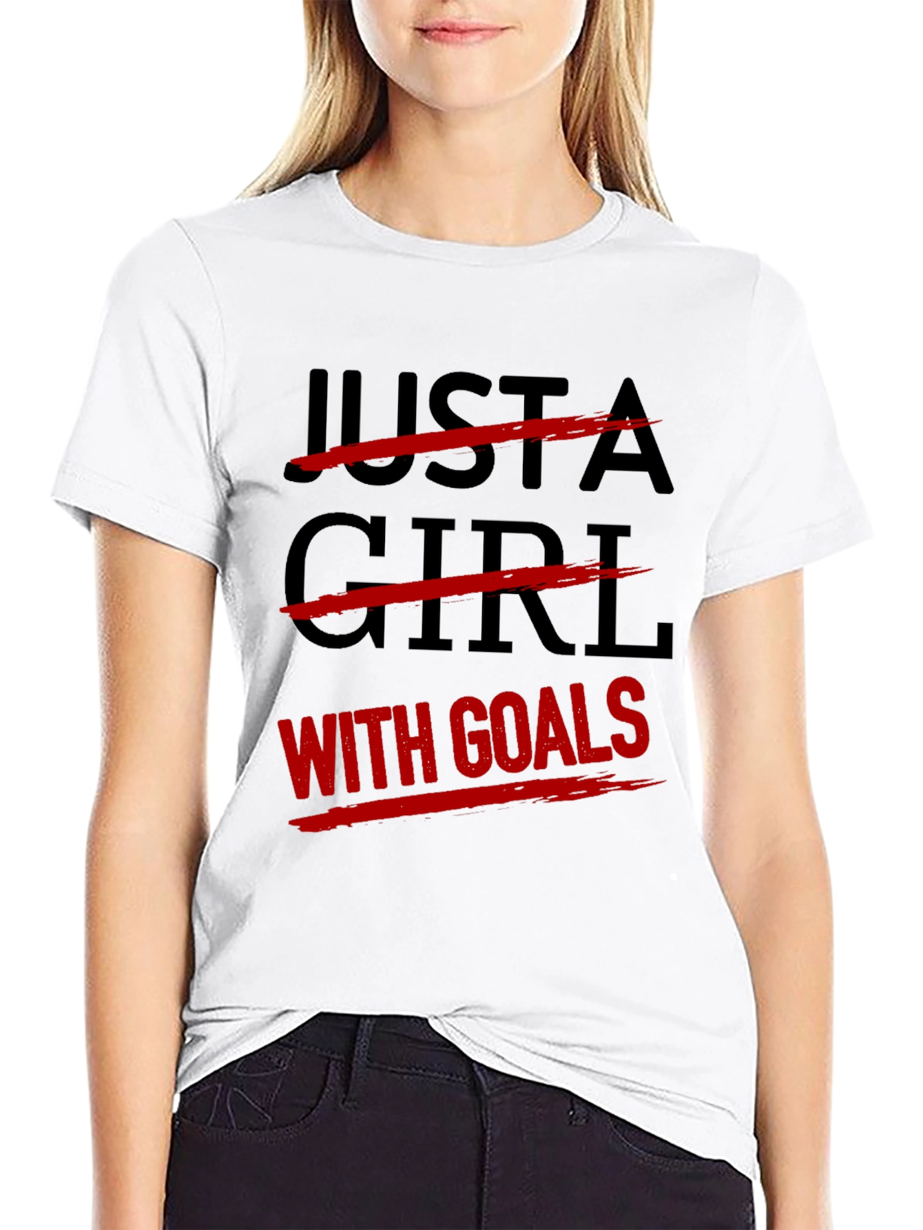 Goal-Getter Graphic Tee: Black Cotton T-Shirt