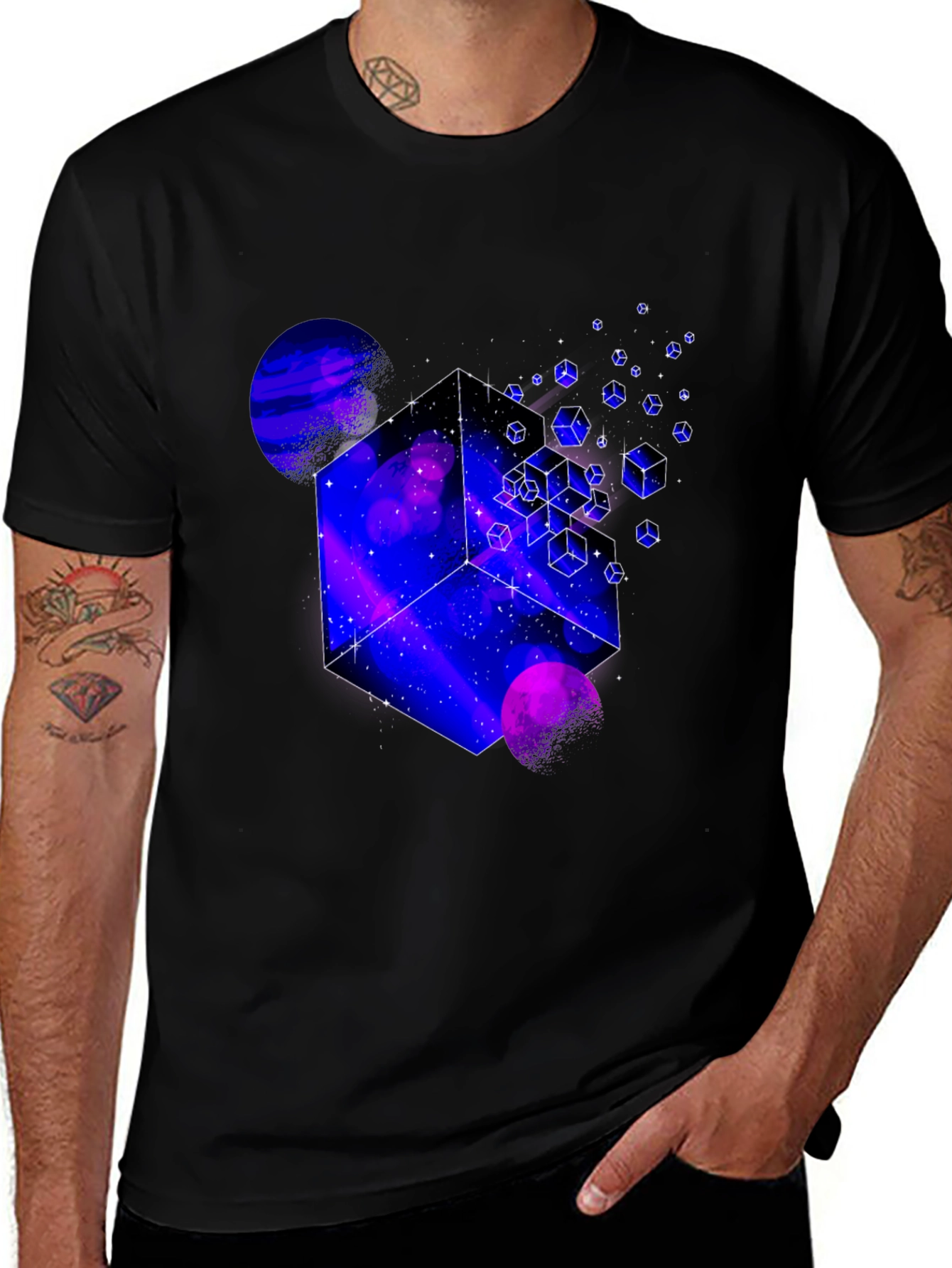 Cosmic Cube Graphic Tee - Mens Black T-Shirt