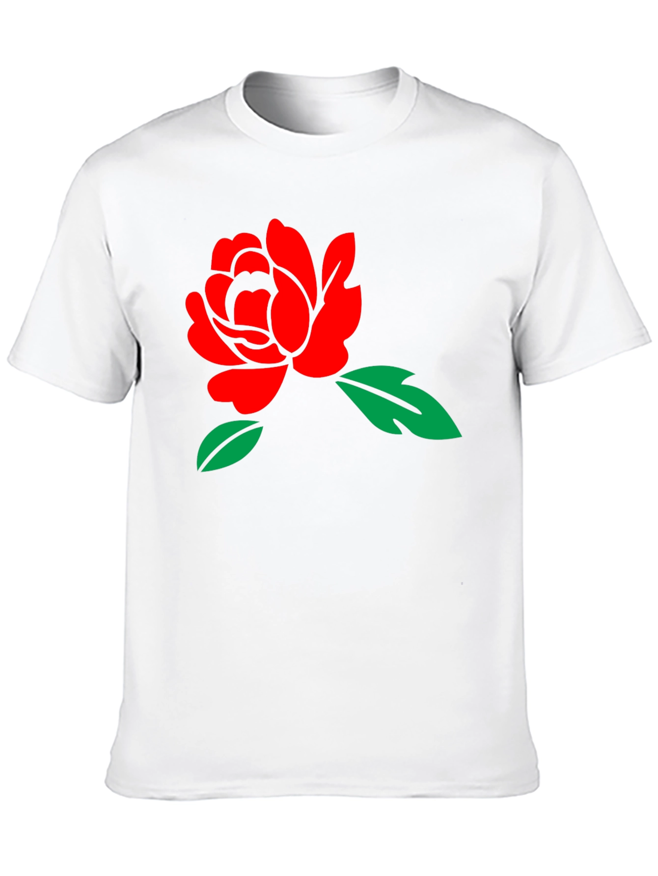 Black T-Shirt with Red Rose Graphic