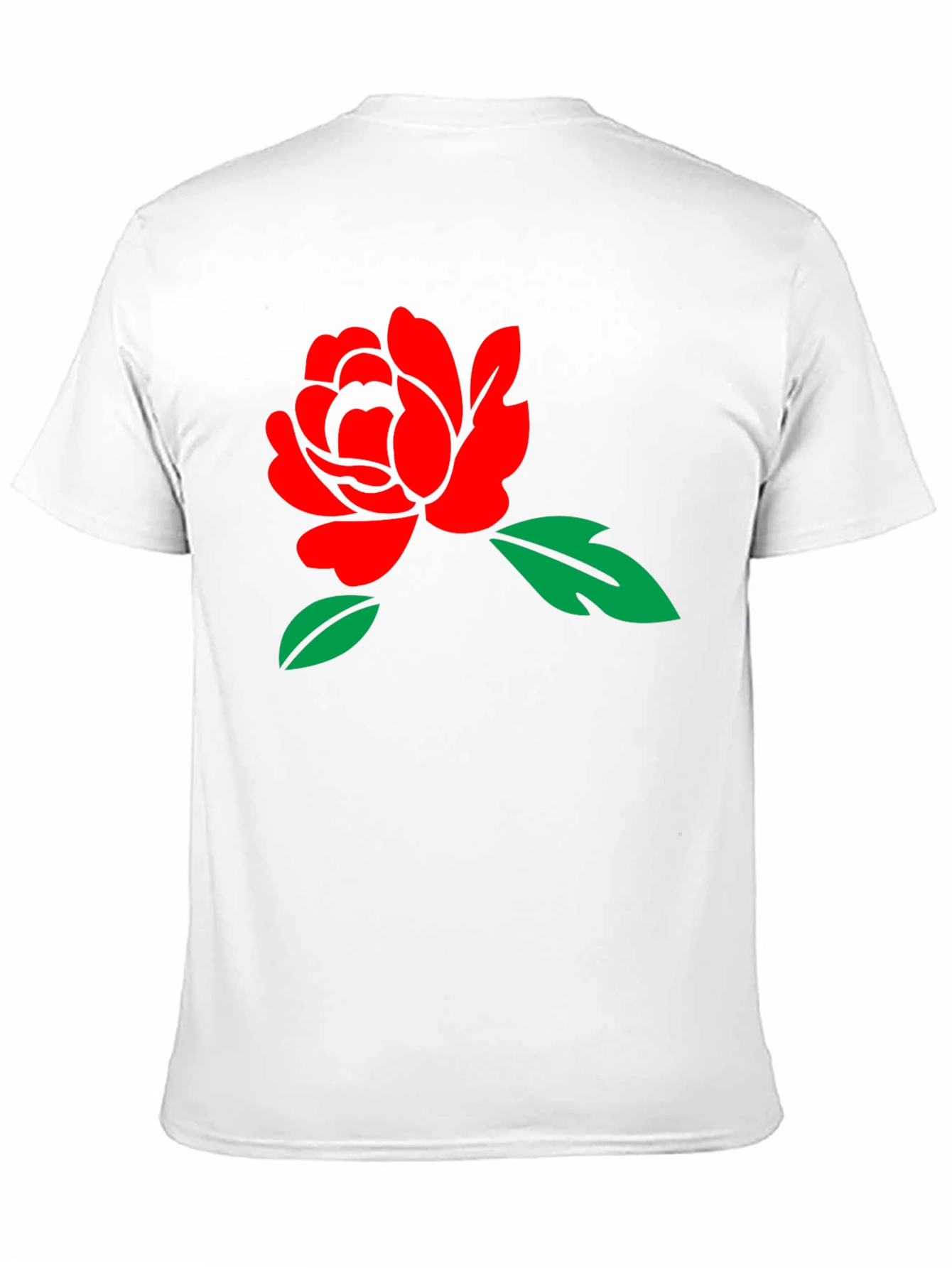 Black T-Shirt with Red Rose Graphic