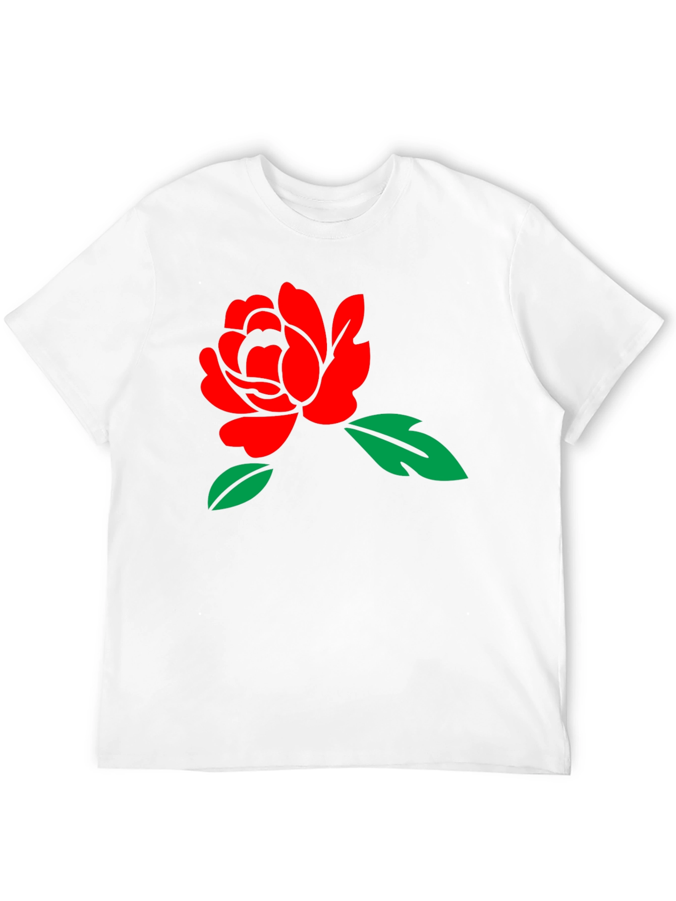 Black T-Shirt with Red Rose Graphic