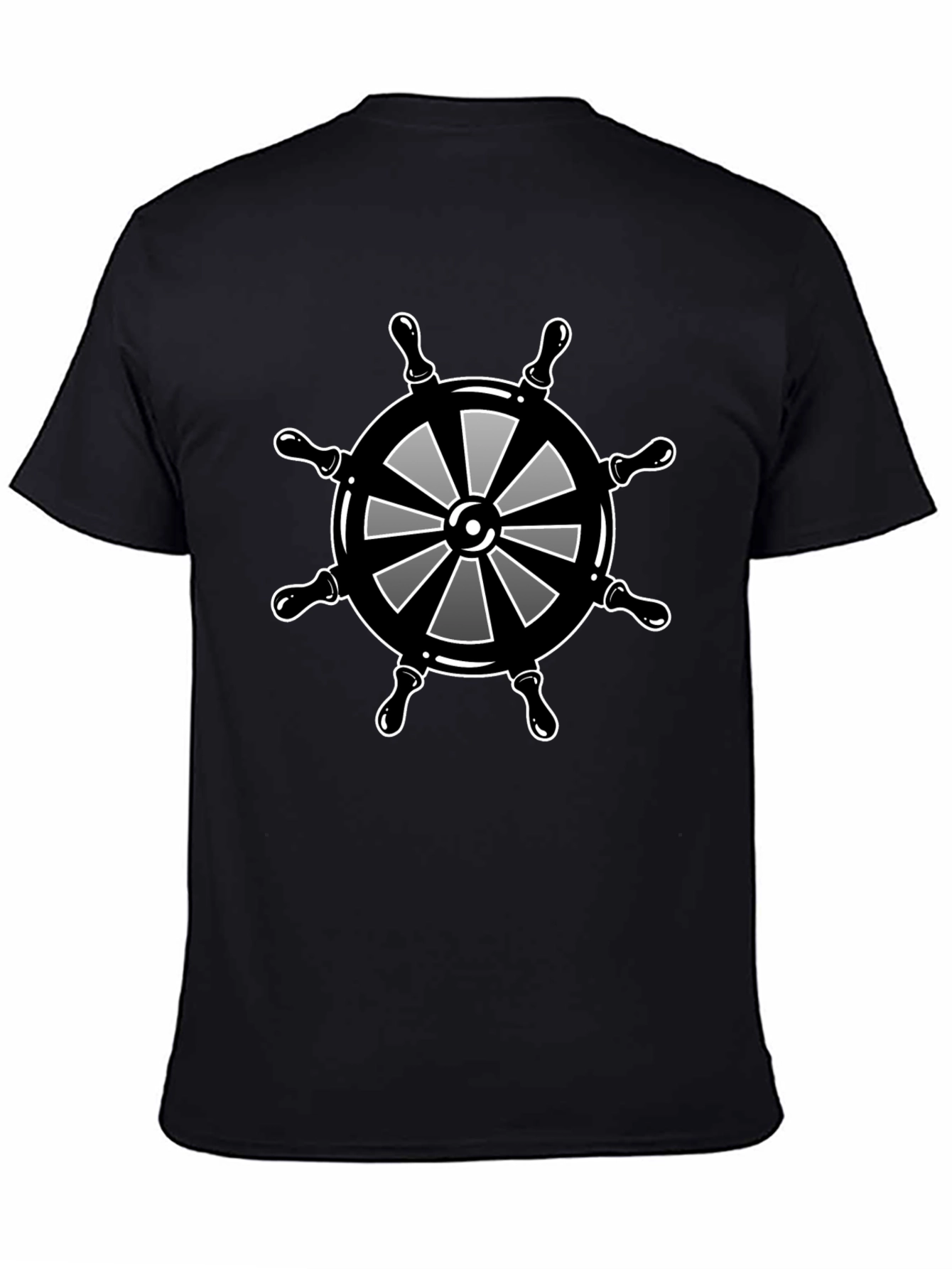 Nautical Wheel Graphic Black T-Shirt