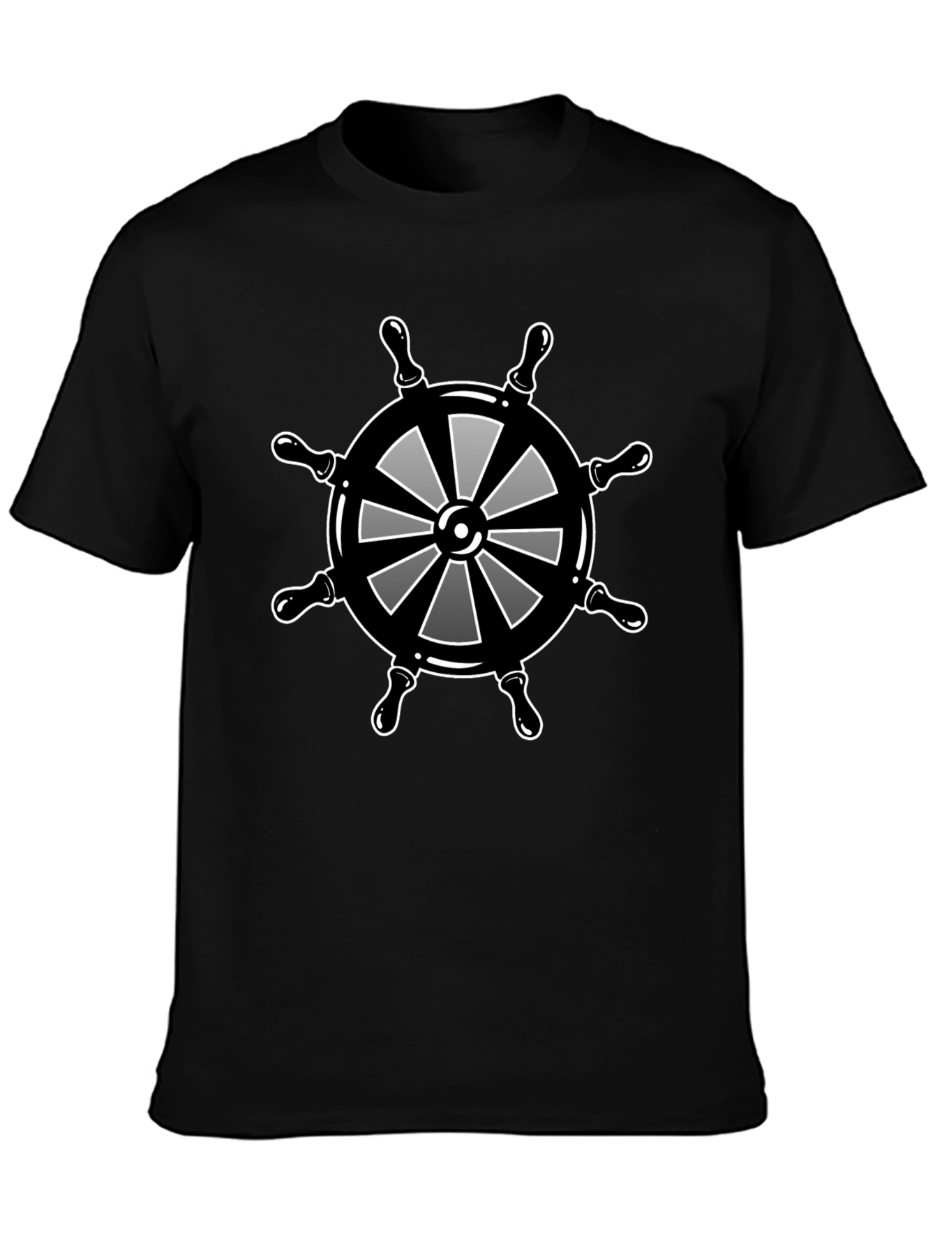 Nautical Wheel Graphic Black T-Shirt