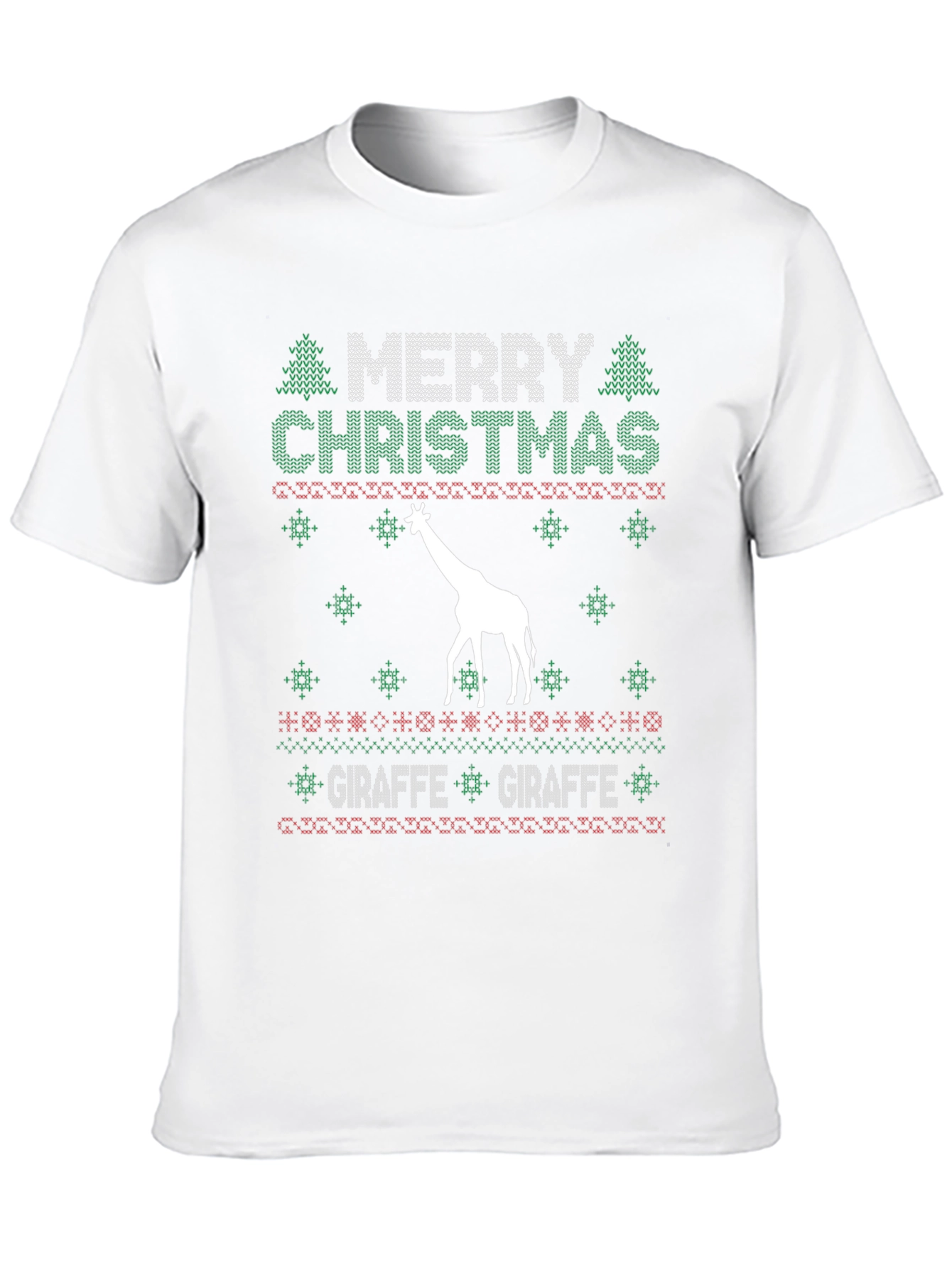 Merry Christmas Giraffe Ugly Sweater Style Tee