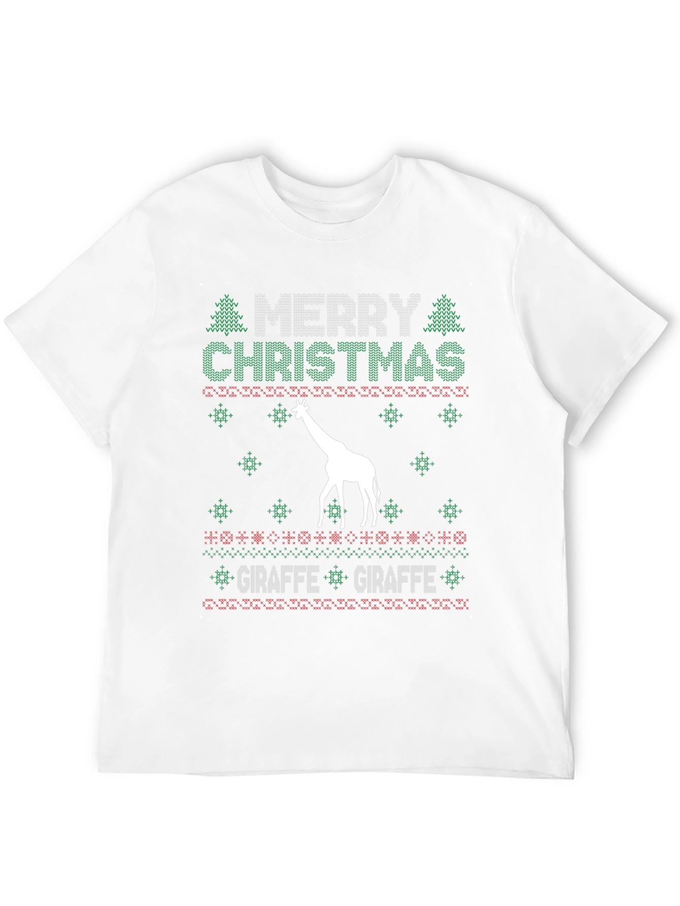 Merry Christmas Giraffe Ugly Sweater Style Tee