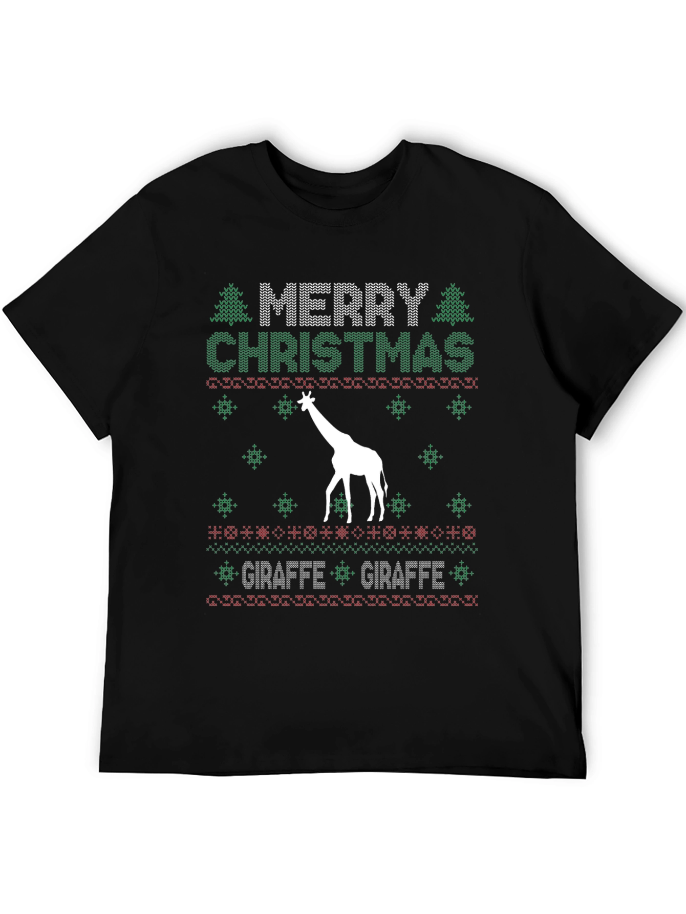 Merry Christmas Giraffe Ugly Sweater Style Tee