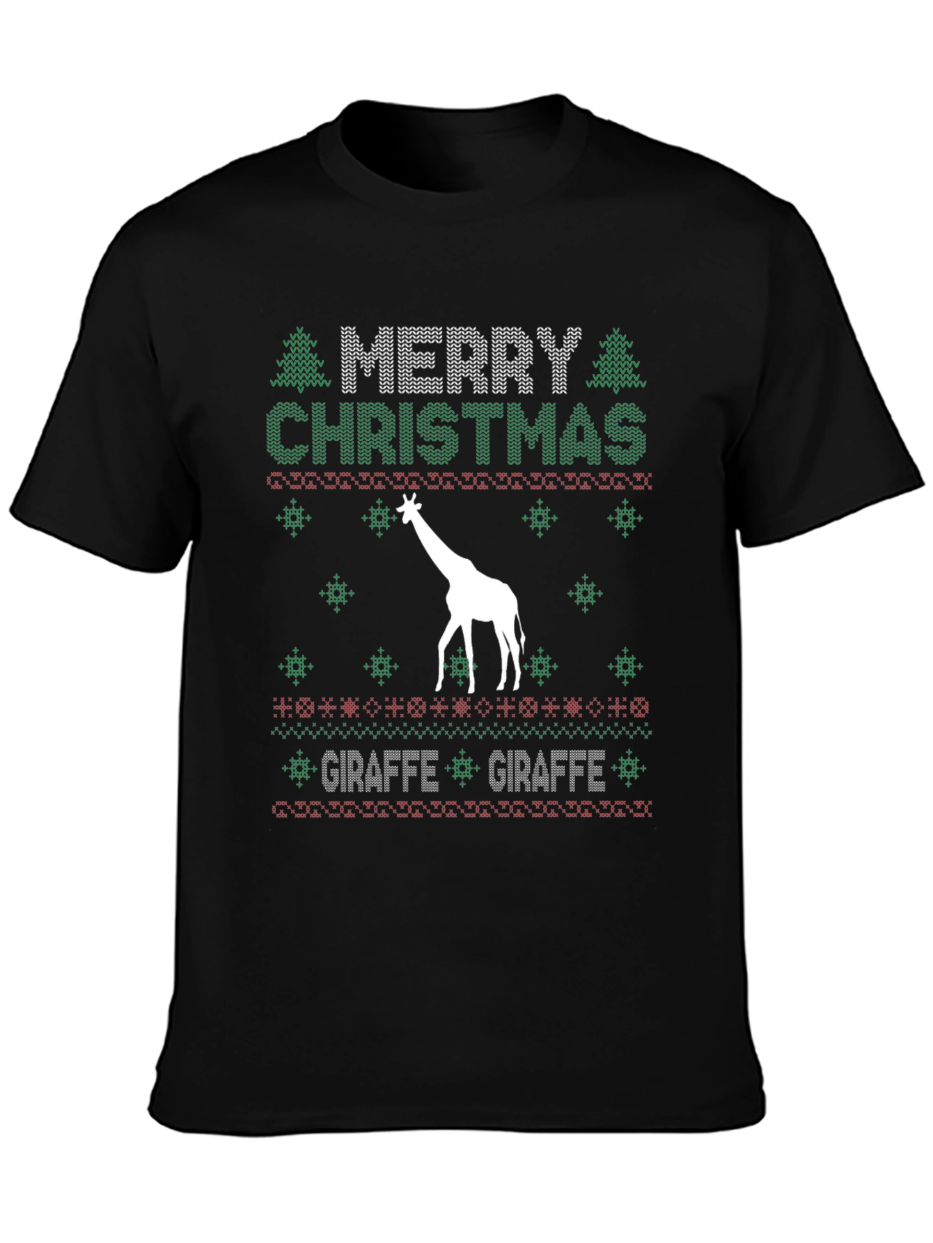 Merry Christmas Giraffe Ugly Sweater Style Tee