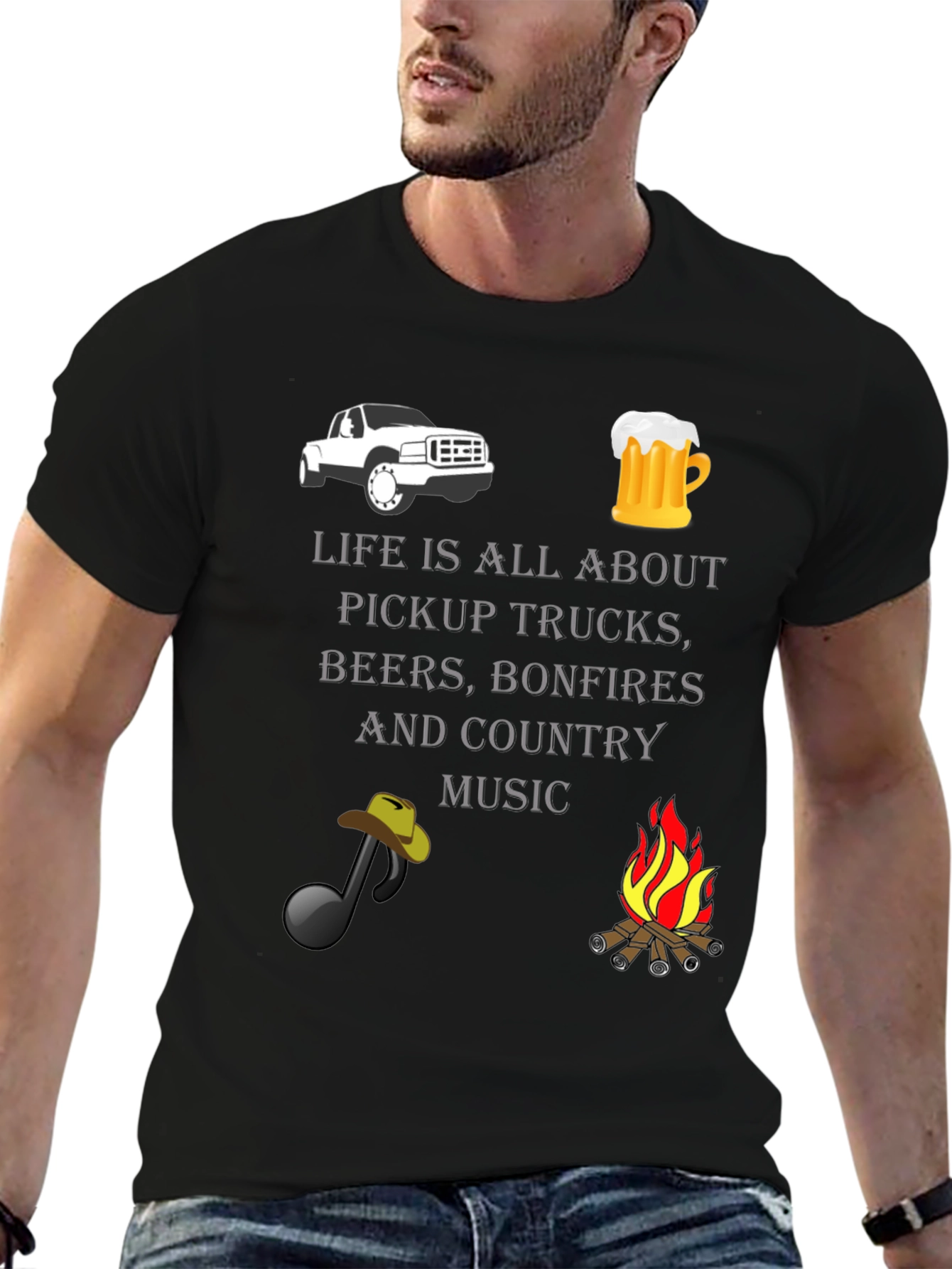 Pickup Trucks Beer Bonfires Country Music T-Shirt