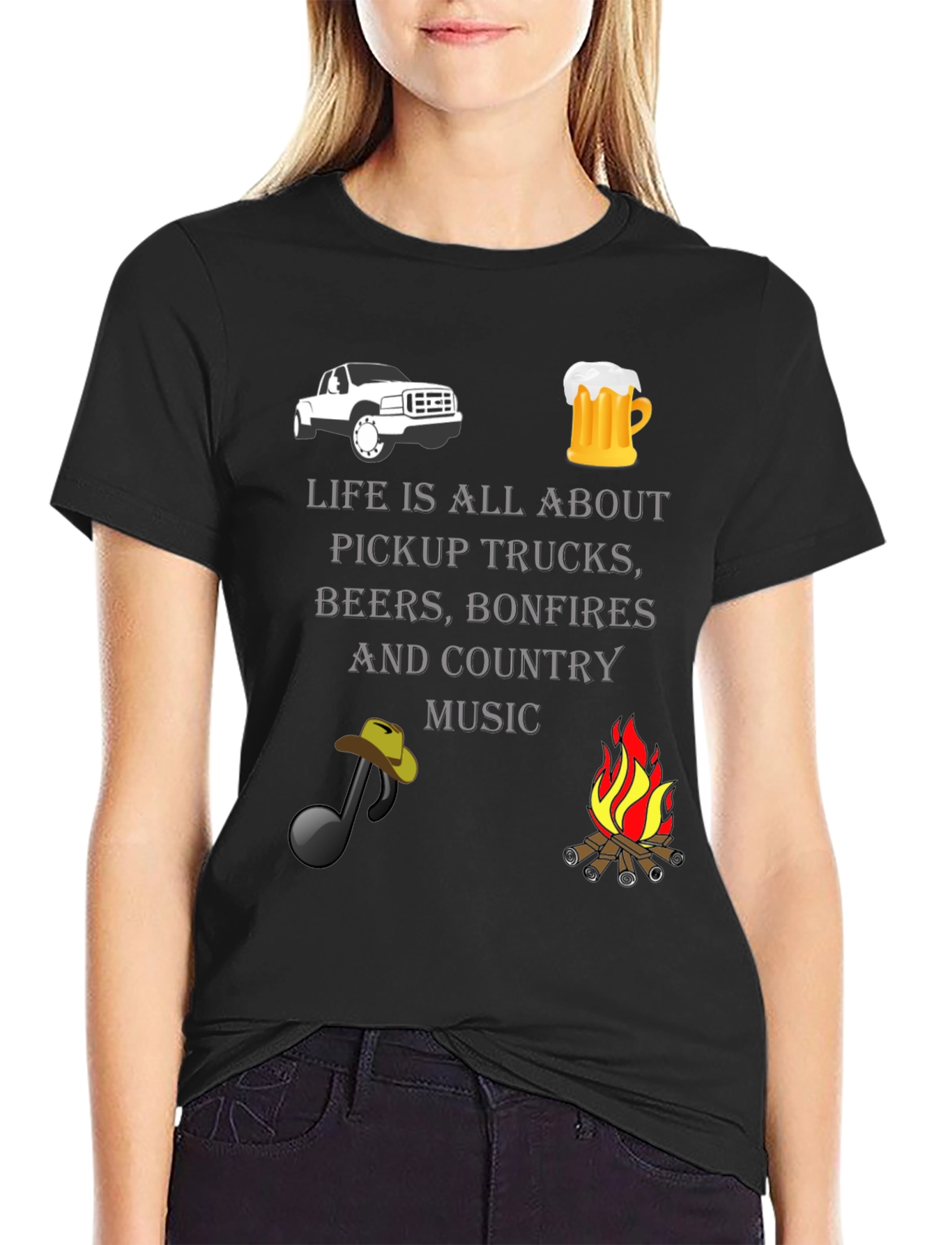 Pickup Trucks Beer Bonfires Country Music T-Shirt