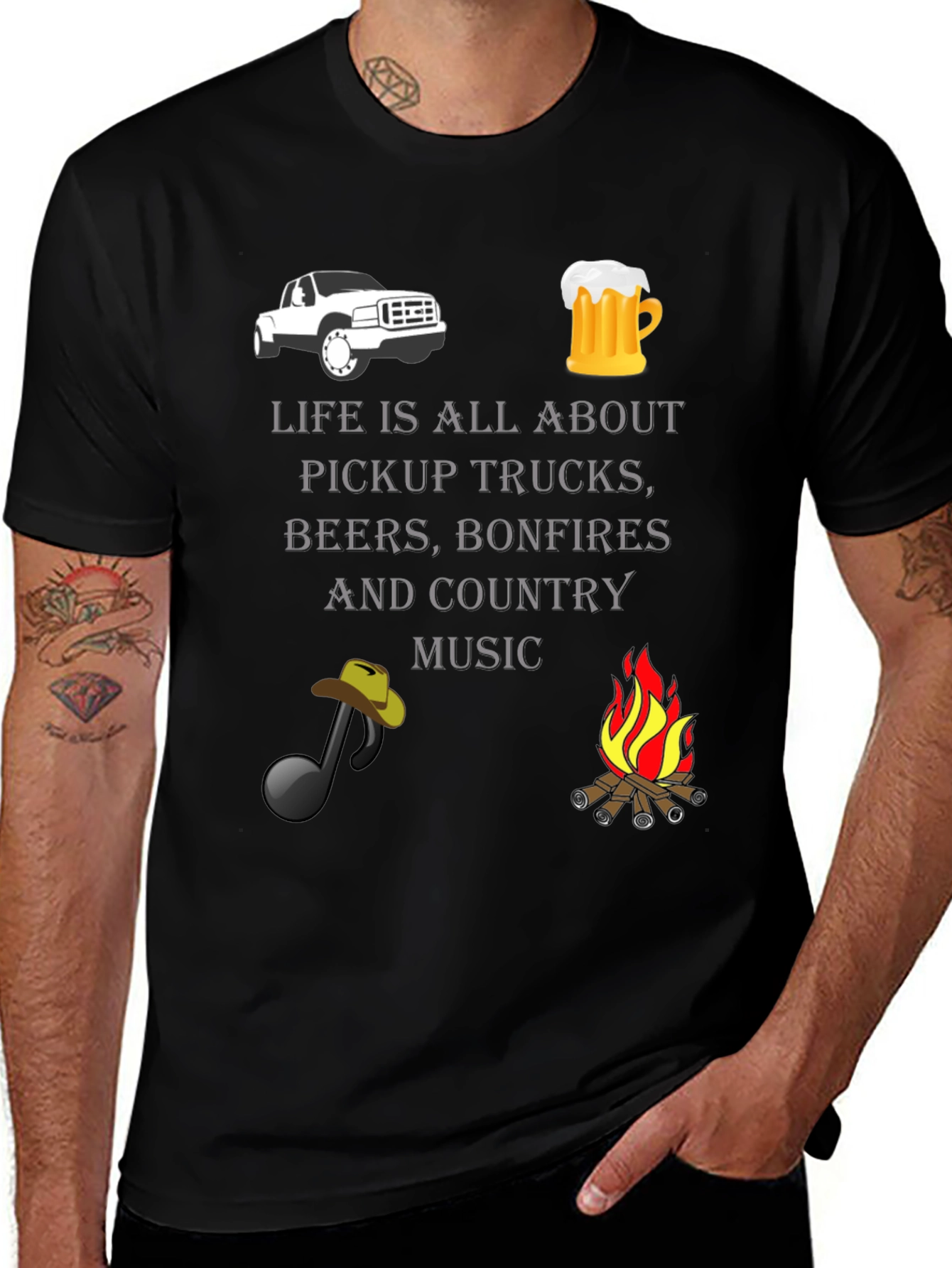 Pickup Trucks Beer Bonfires Country Music T-Shirt