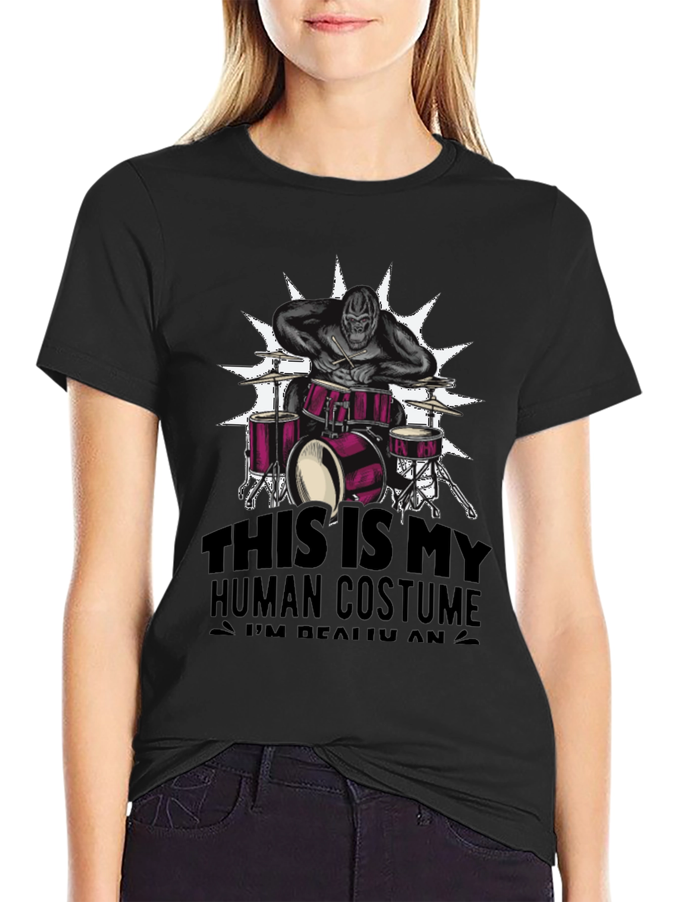 Funny Gorilla Drummer Costume T-Shirt