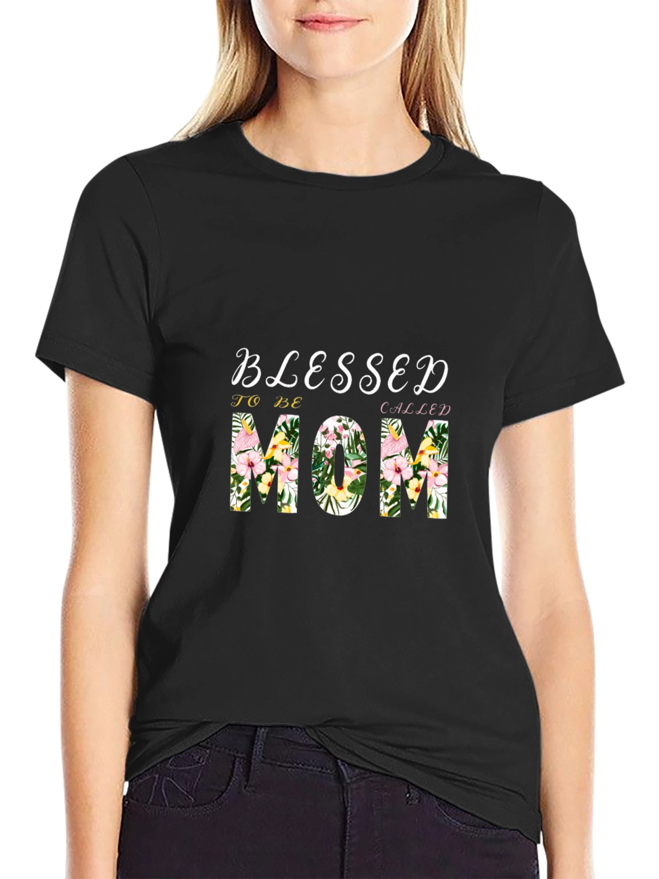 Blessed Mom Floral Graphic T-Shirt