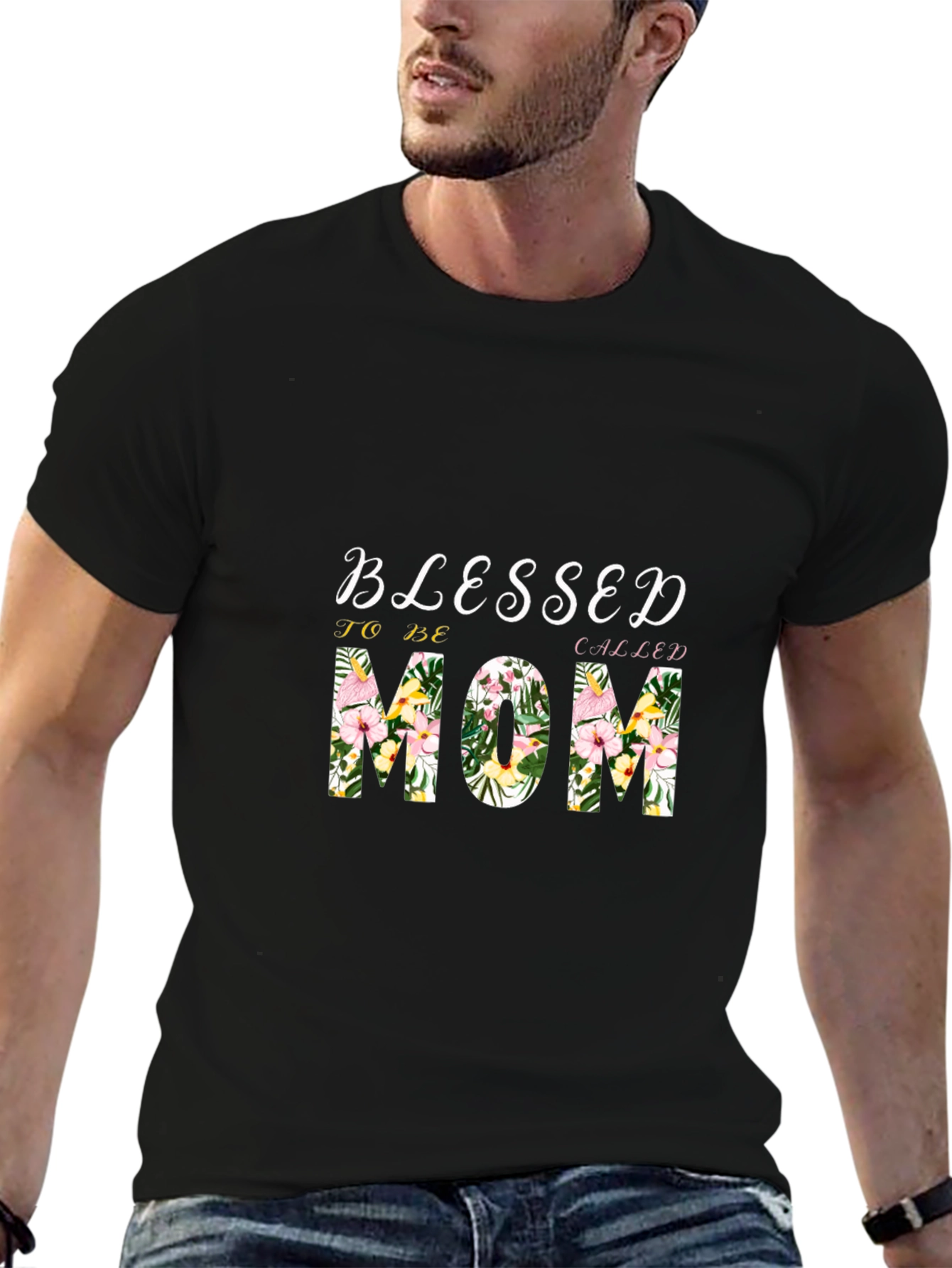 Blessed Mom Floral Graphic T-Shirt