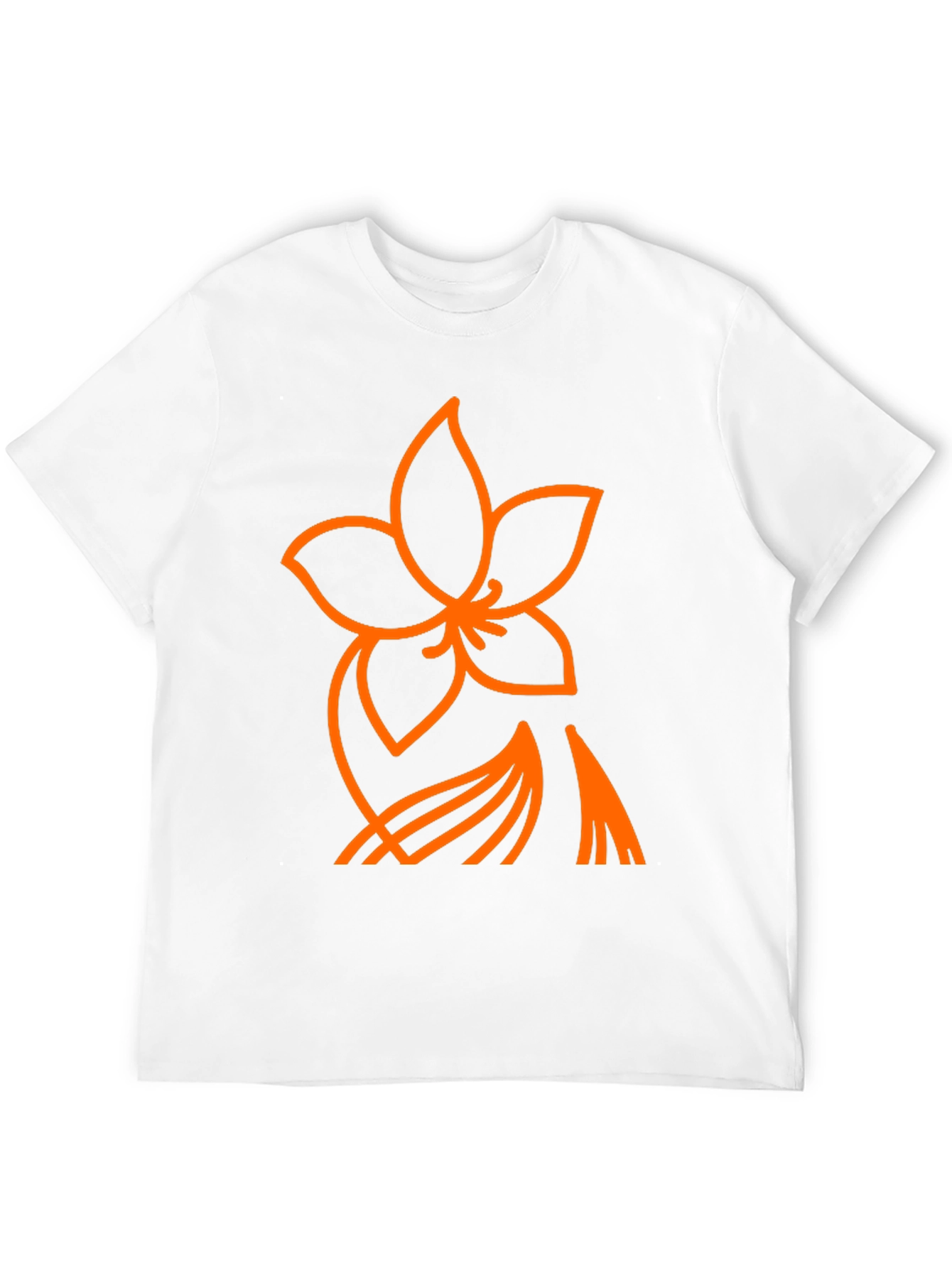Orange Flower Graphic Black T-Shirt