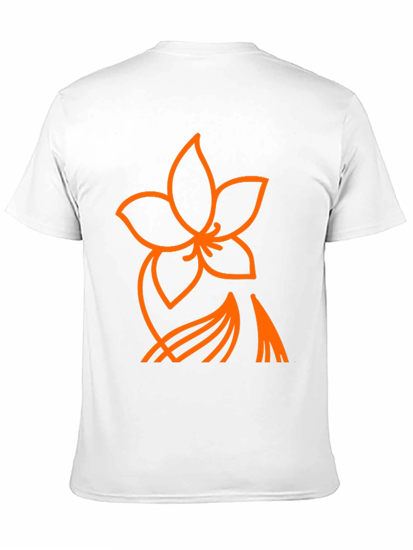 Orange Flower Graphic Black T-Shirt