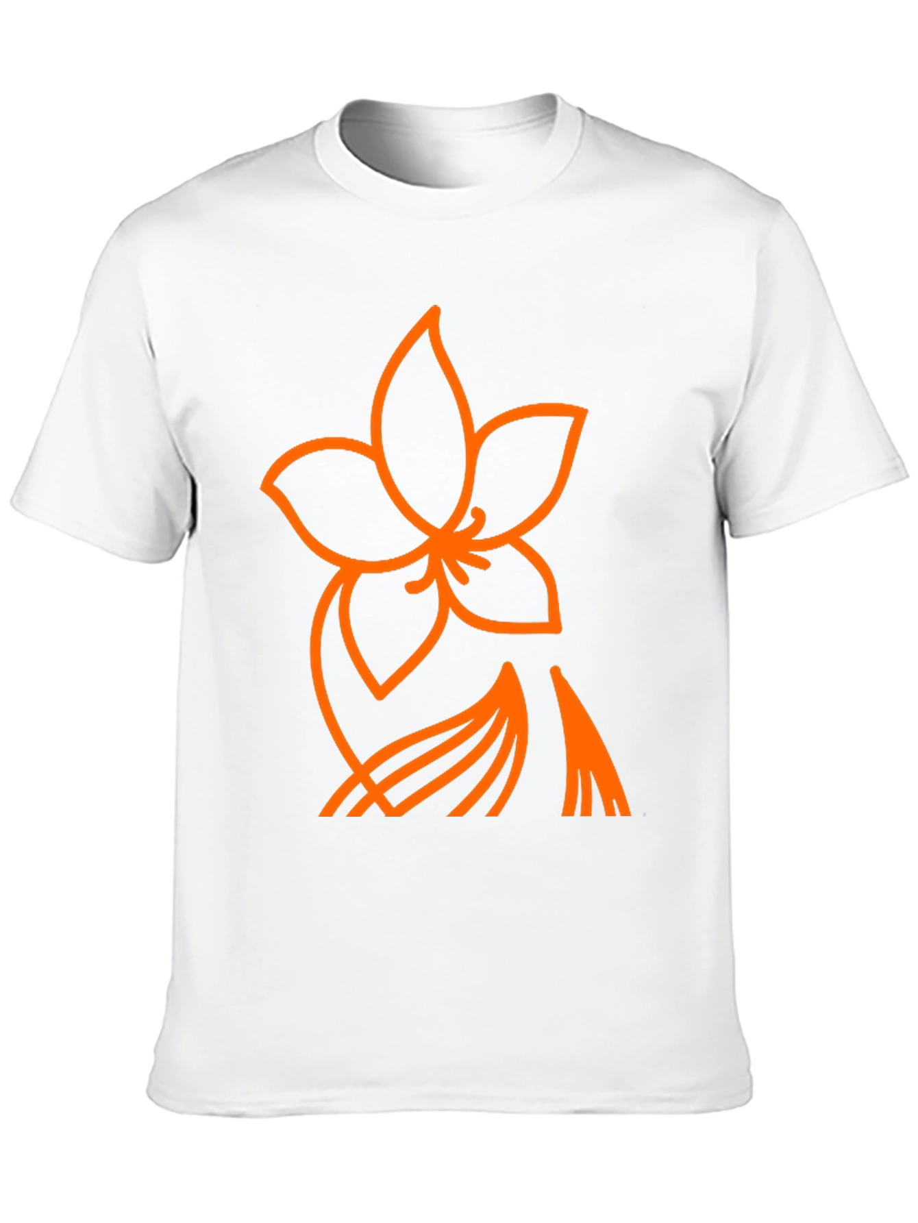 Orange Flower Graphic Black T-Shirt