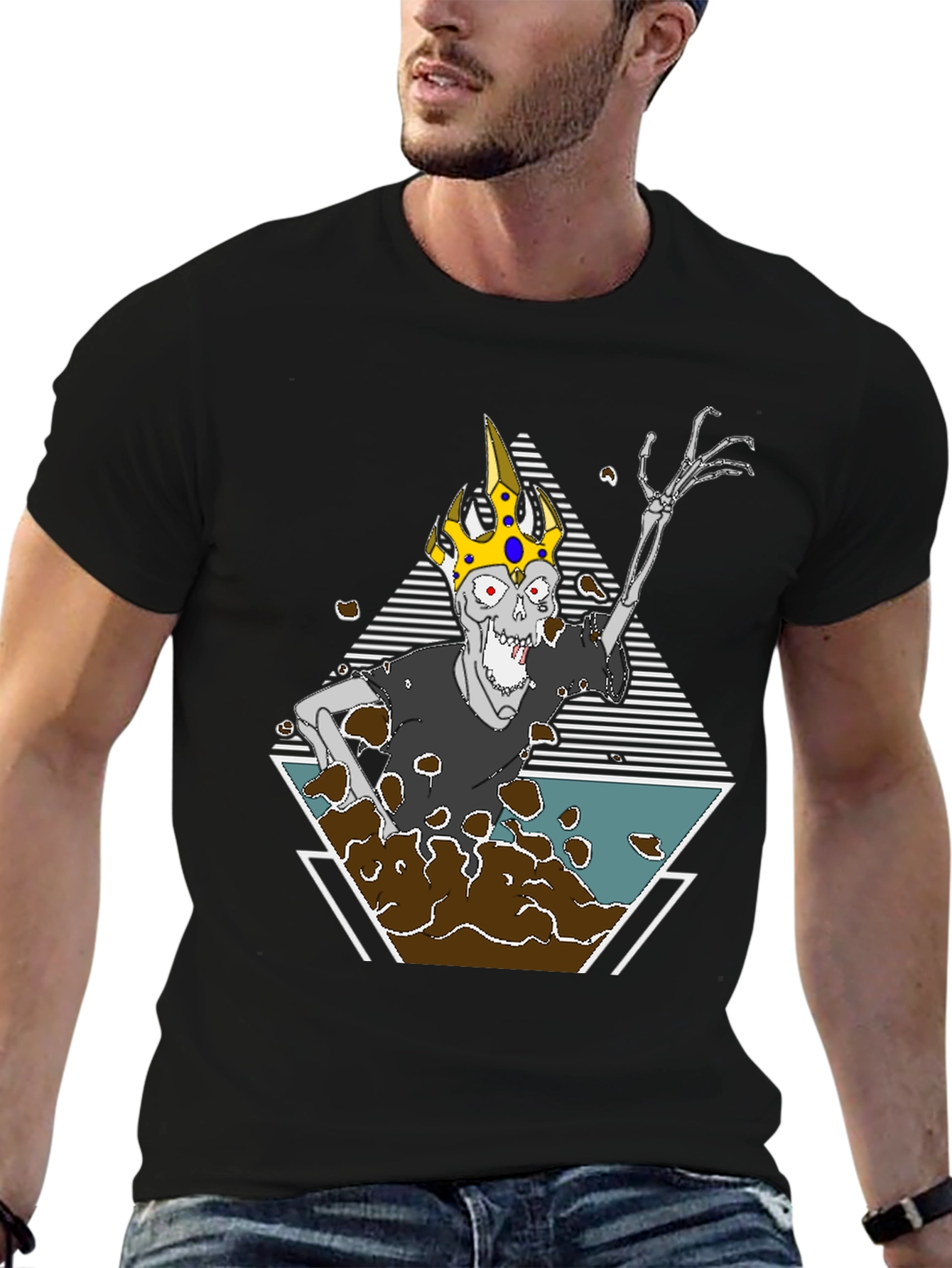 Undead King Graphic Tee - Black Cotton Blend