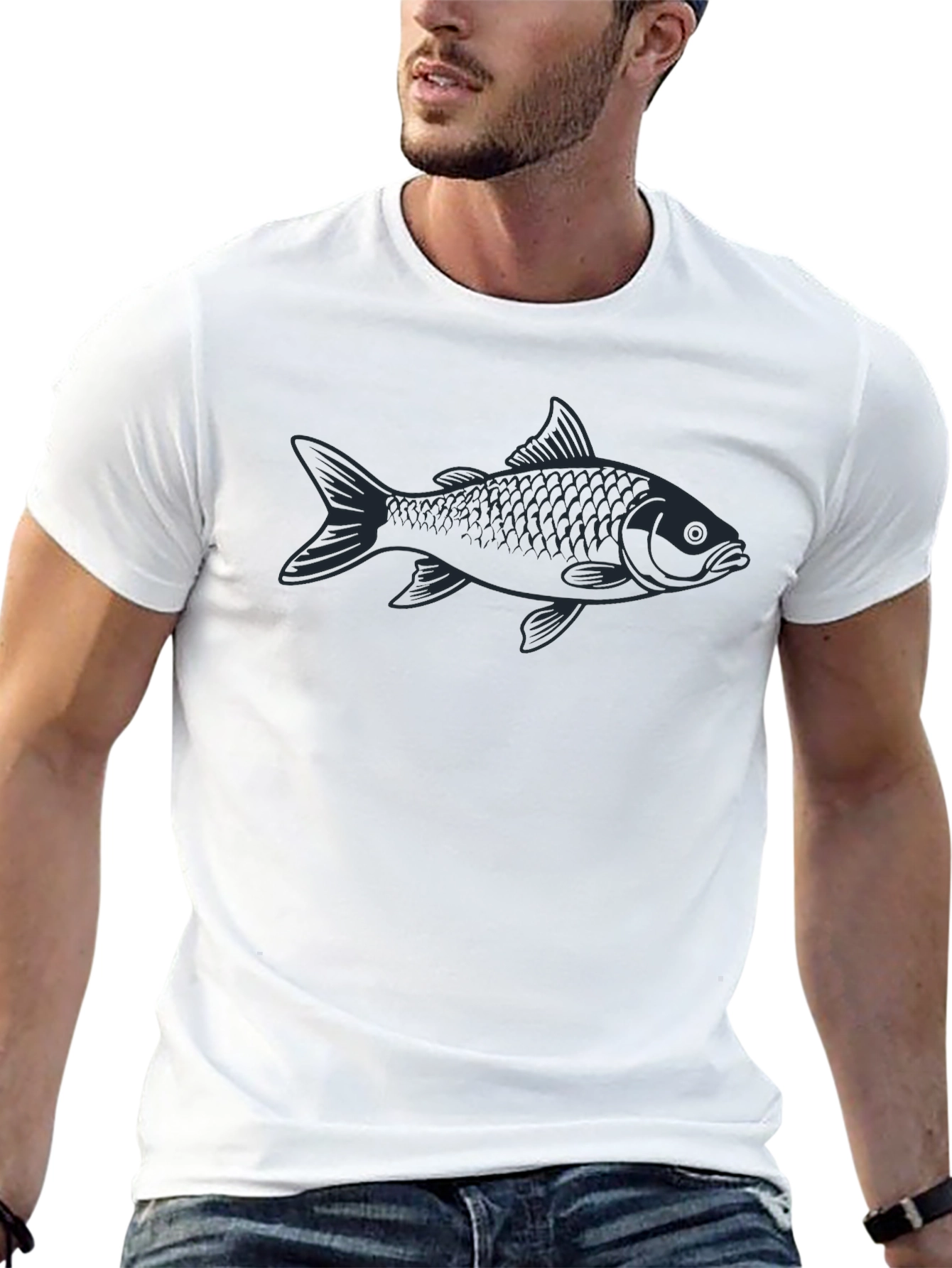 Cool Black Fish Graphic T-Shirt