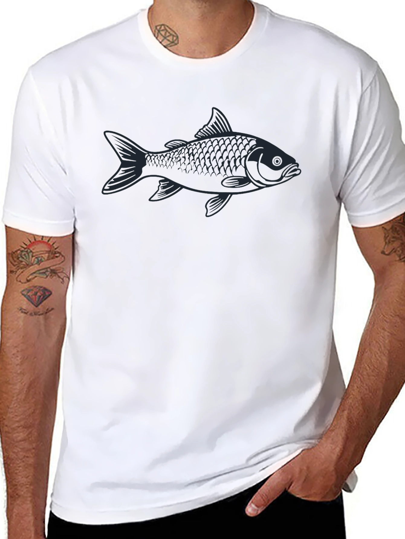 Cool Black Fish Graphic T-Shirt
