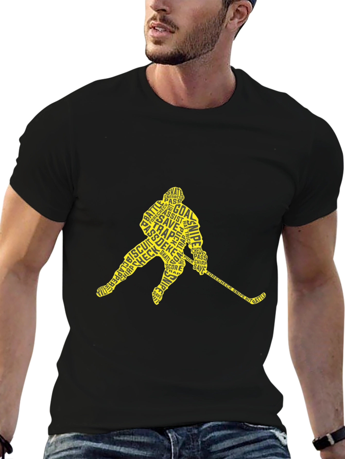 Hockey Player Word Art T-Shirt