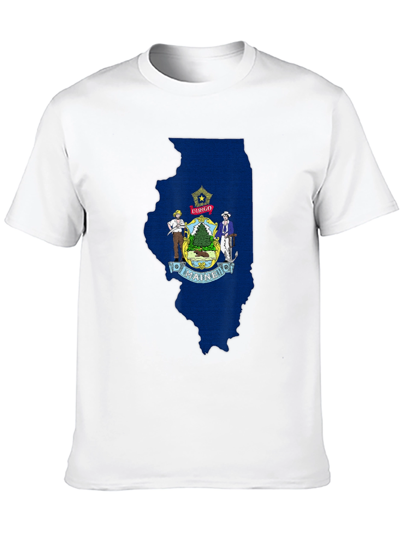 Maine State Flag Illinois Outline T-Shirt