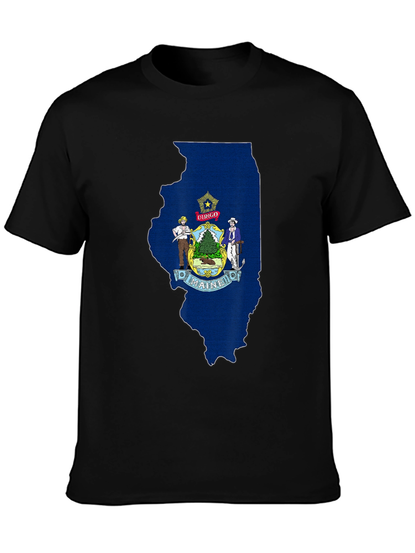 Maine State Flag Illinois Outline T-Shirt