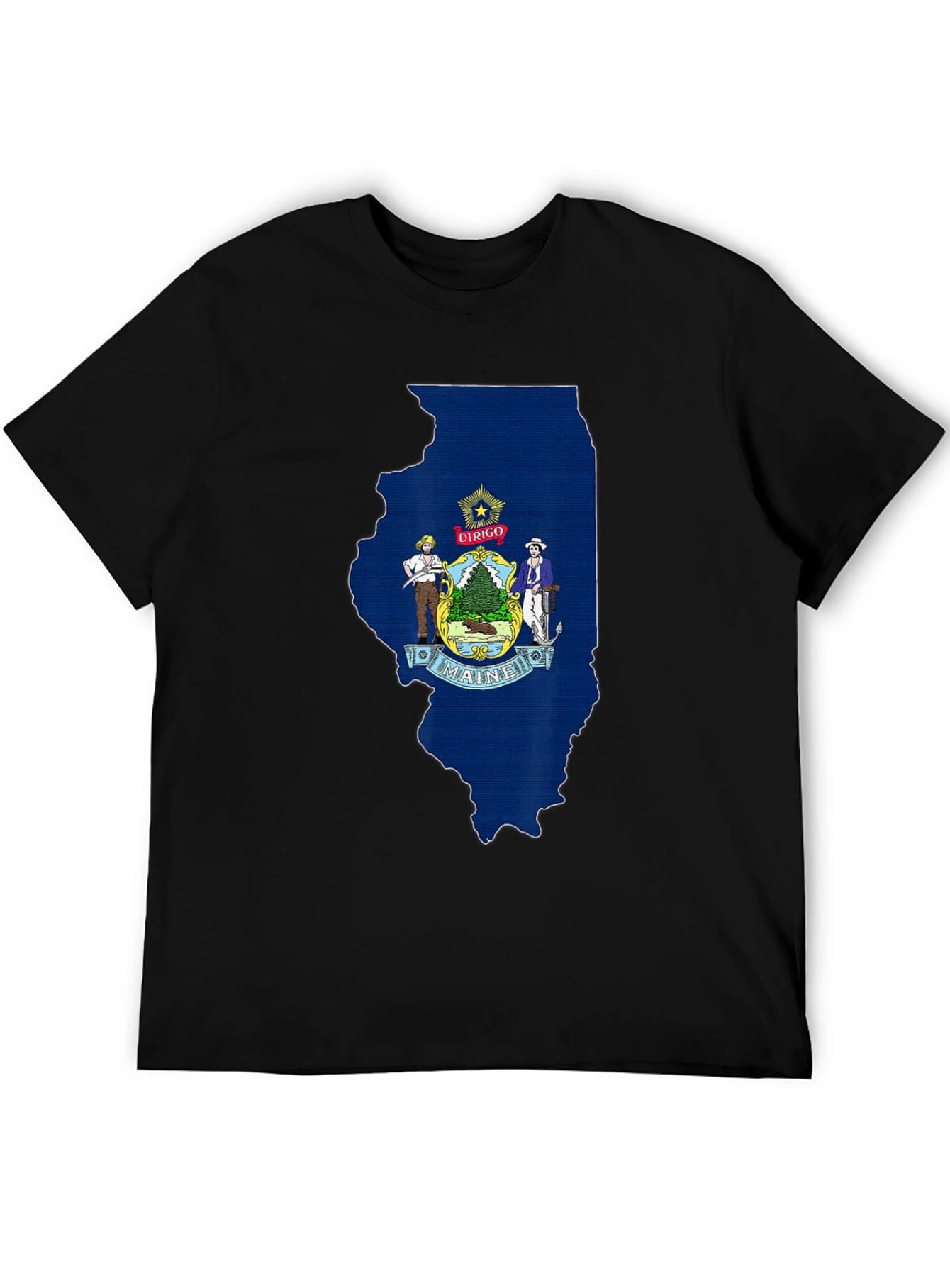Maine State Flag Illinois Outline T-Shirt