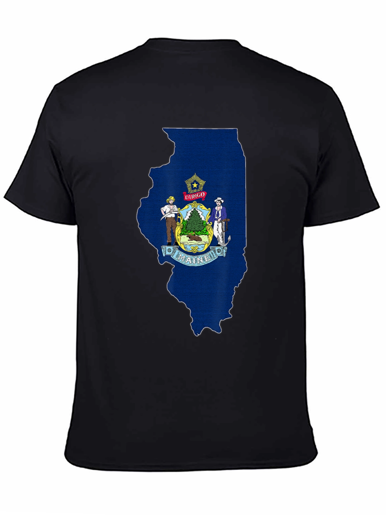 Maine State Flag Illinois Outline T-Shirt
