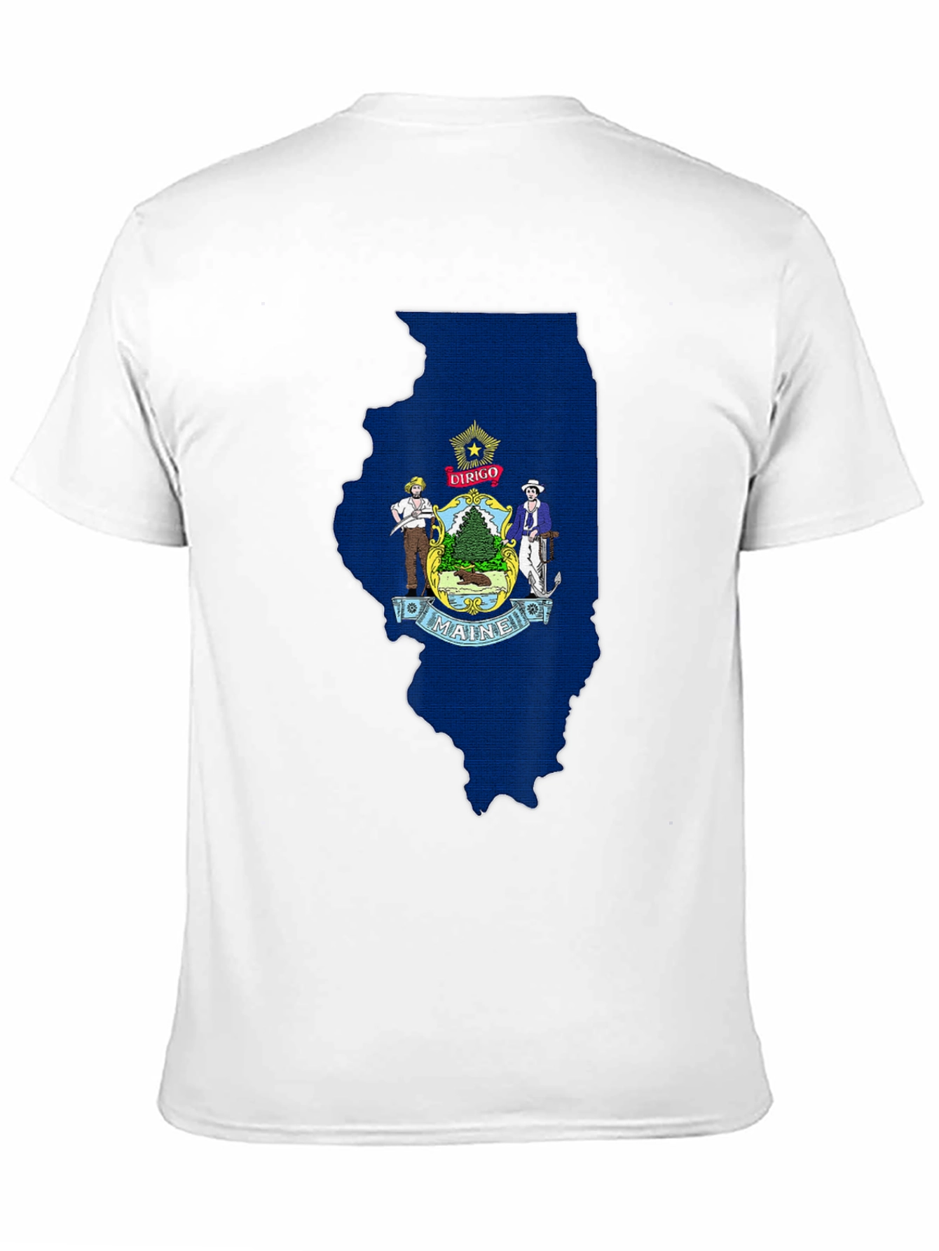 Maine State Flag Illinois Outline T-Shirt