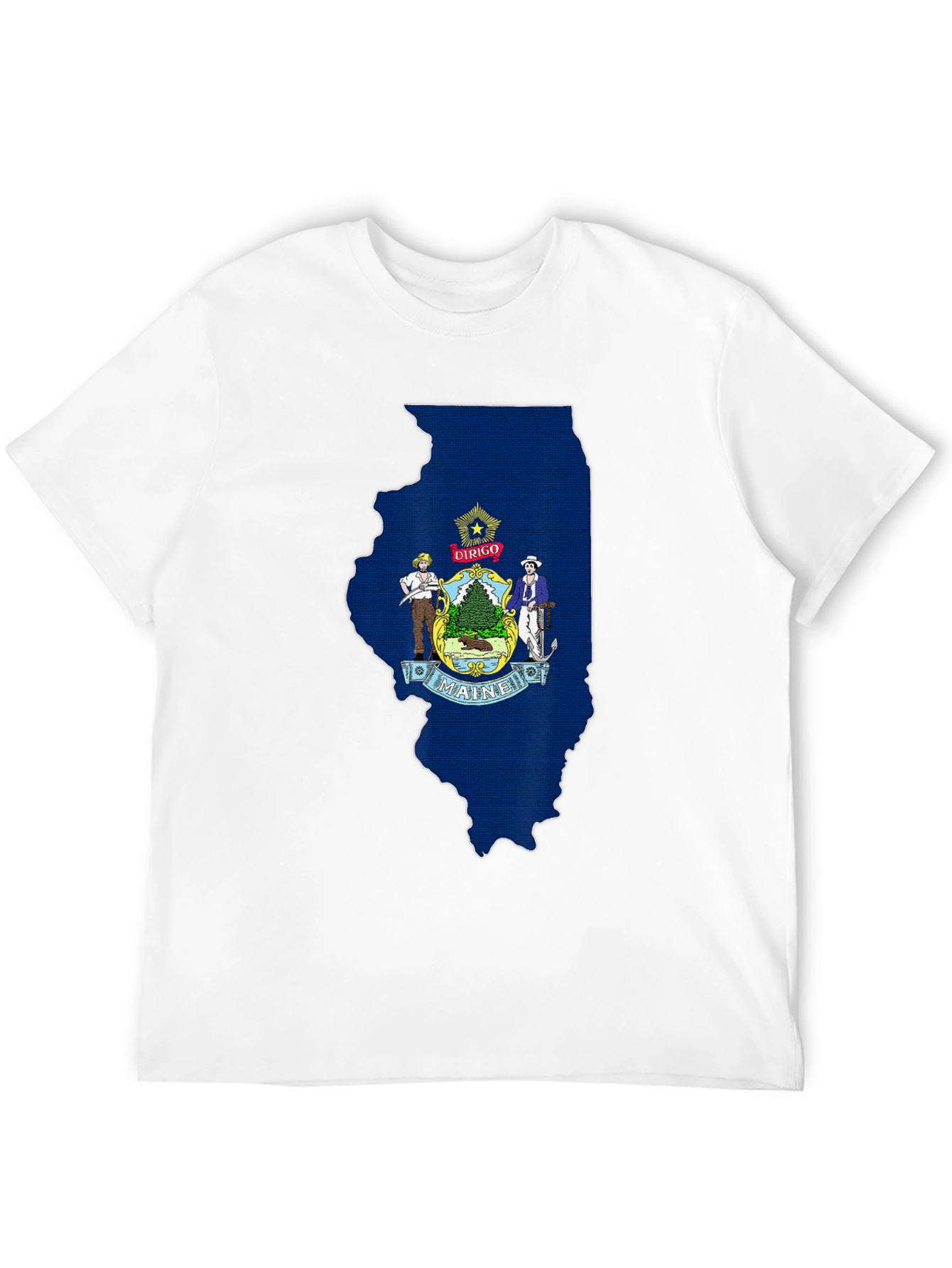 Maine State Flag Illinois Outline T-Shirt