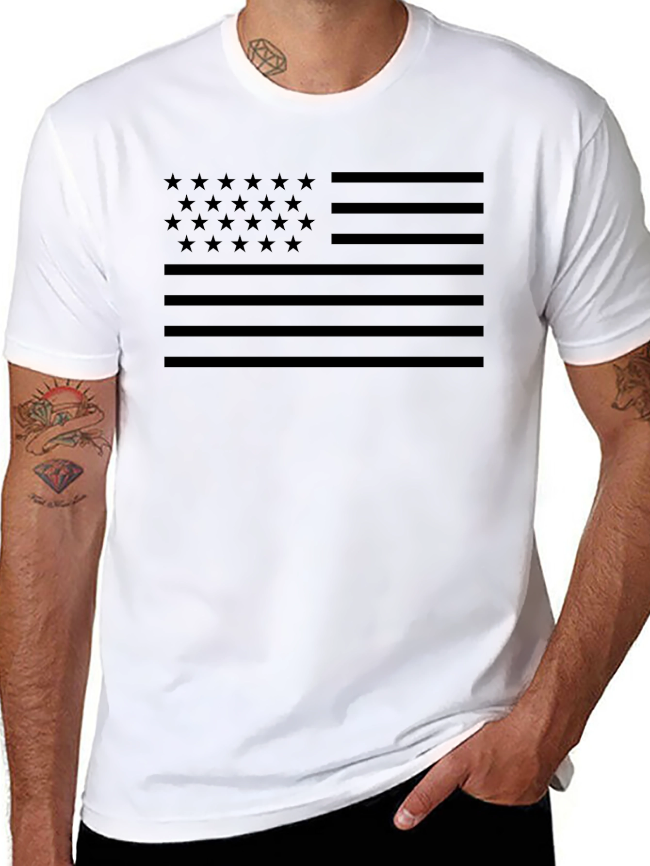 Stealth USA Flag T-Shirt - Black on Black
