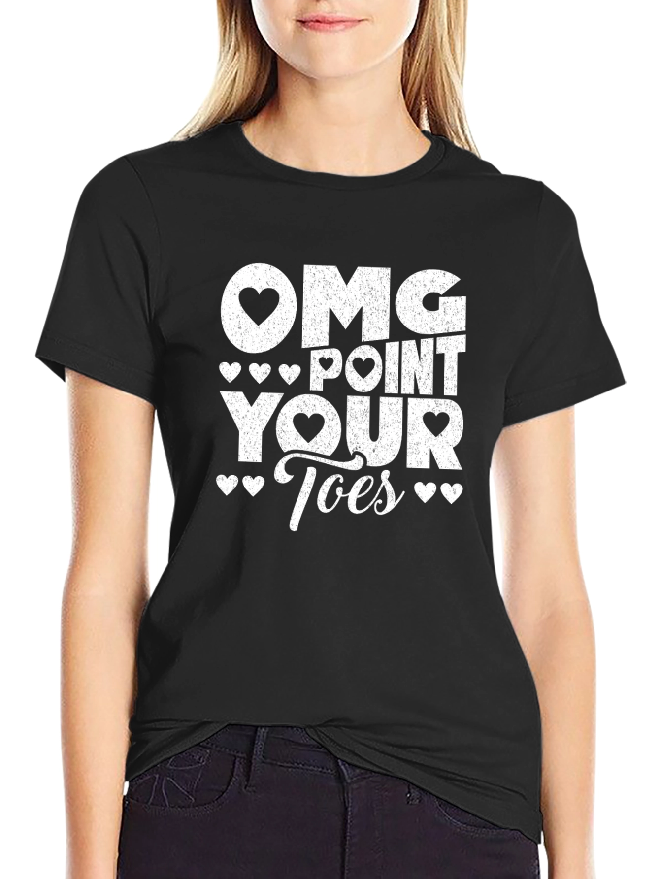 OMG Point Your Toes Black Graphic Tee