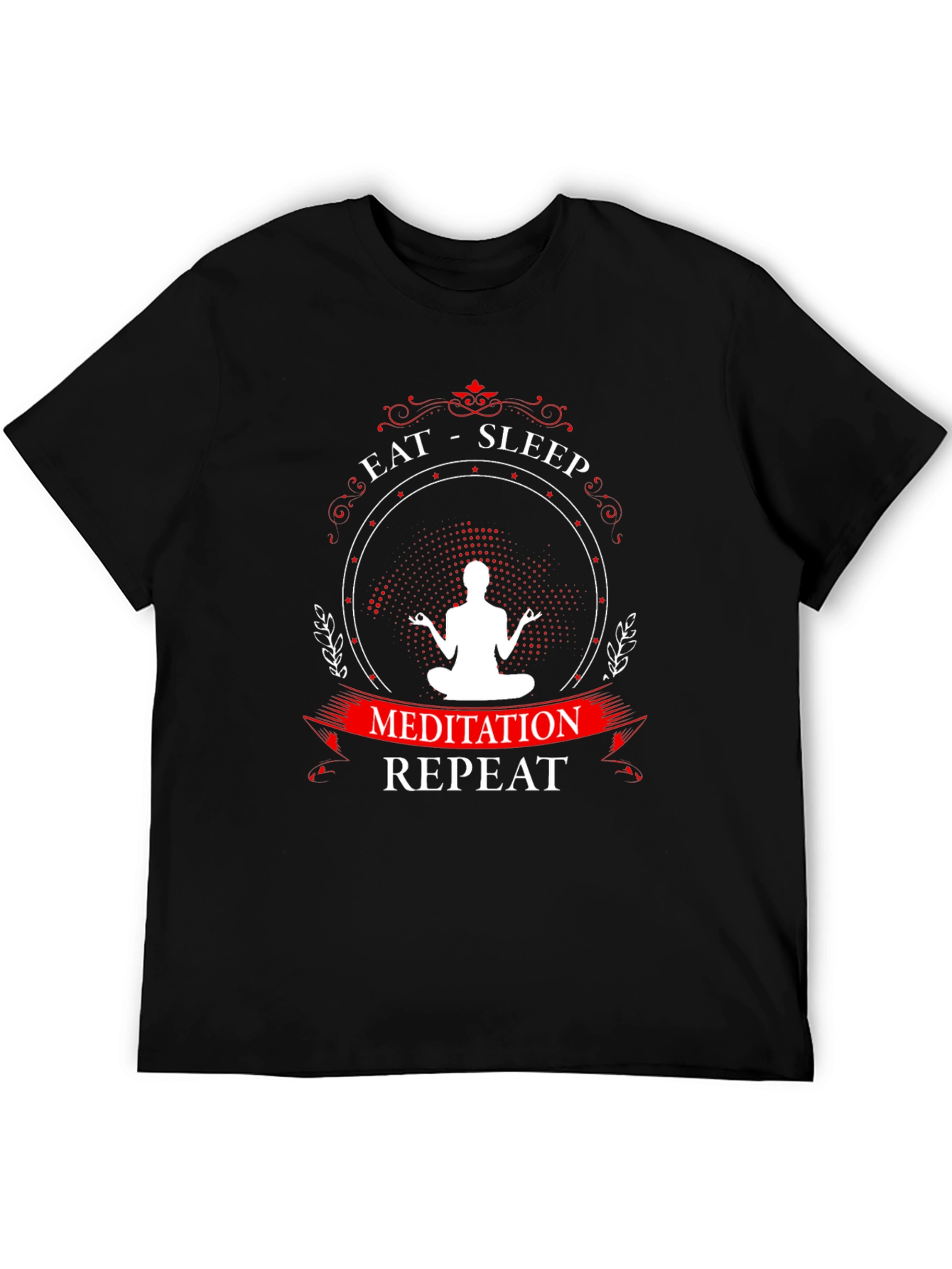 Eat Sleep Meditation Repeat Graphic T-Shirt - Black