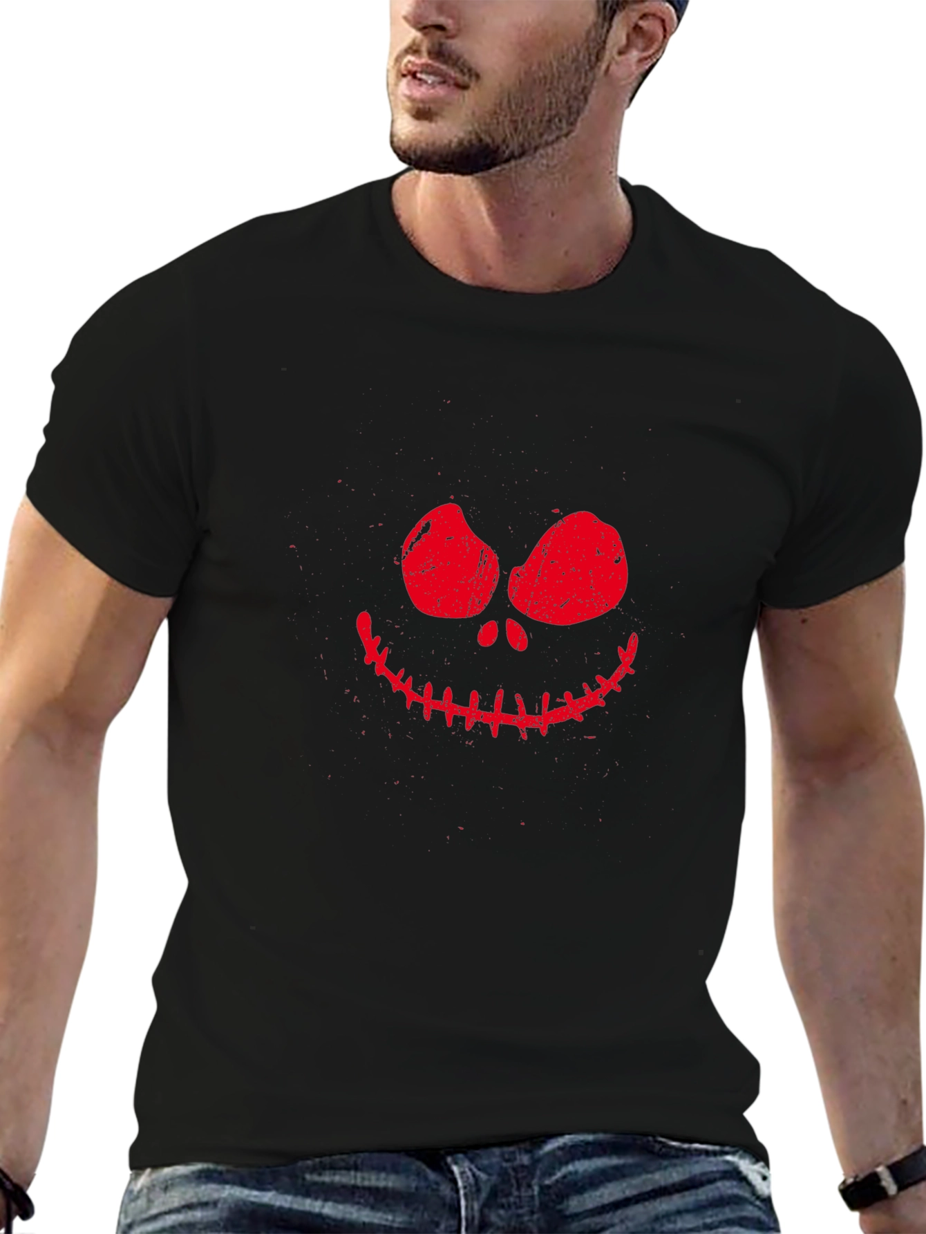 Spooky Smile Graphic Tee - Halloween Black T-Shirt