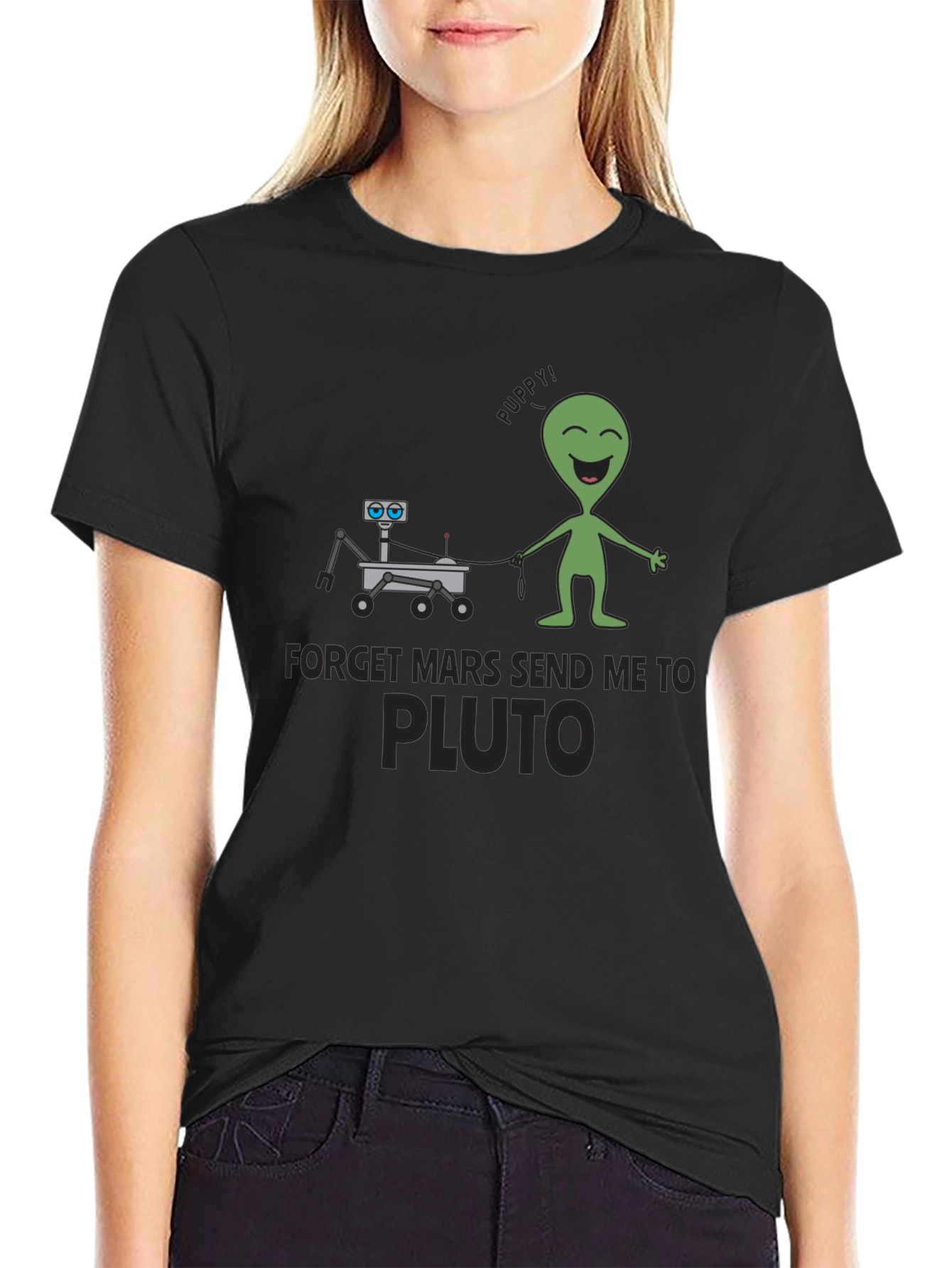 Forget Mars Send Me to Pluto Black T-Shirt
