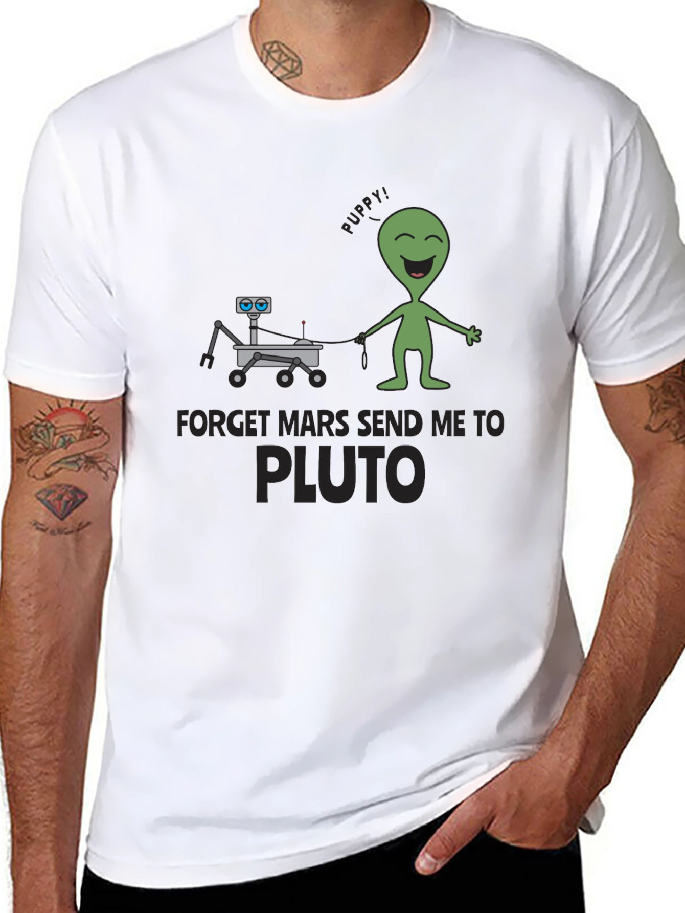 Forget Mars Send Me to Pluto Black T-Shirt