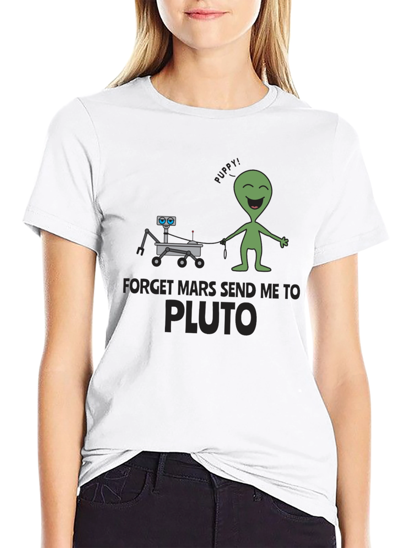 Forget Mars Send Me to Pluto Black T-Shirt