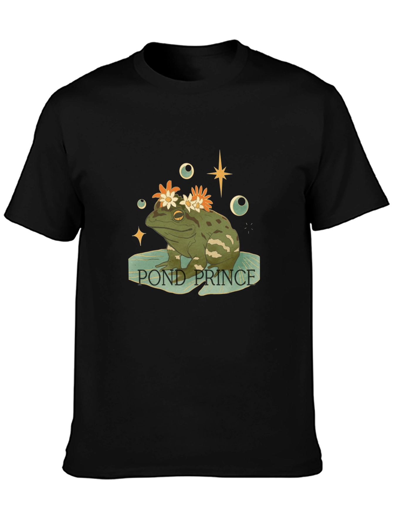 Pond Prince Frog Graphic Tee - Whimsical Mens T-Shirt