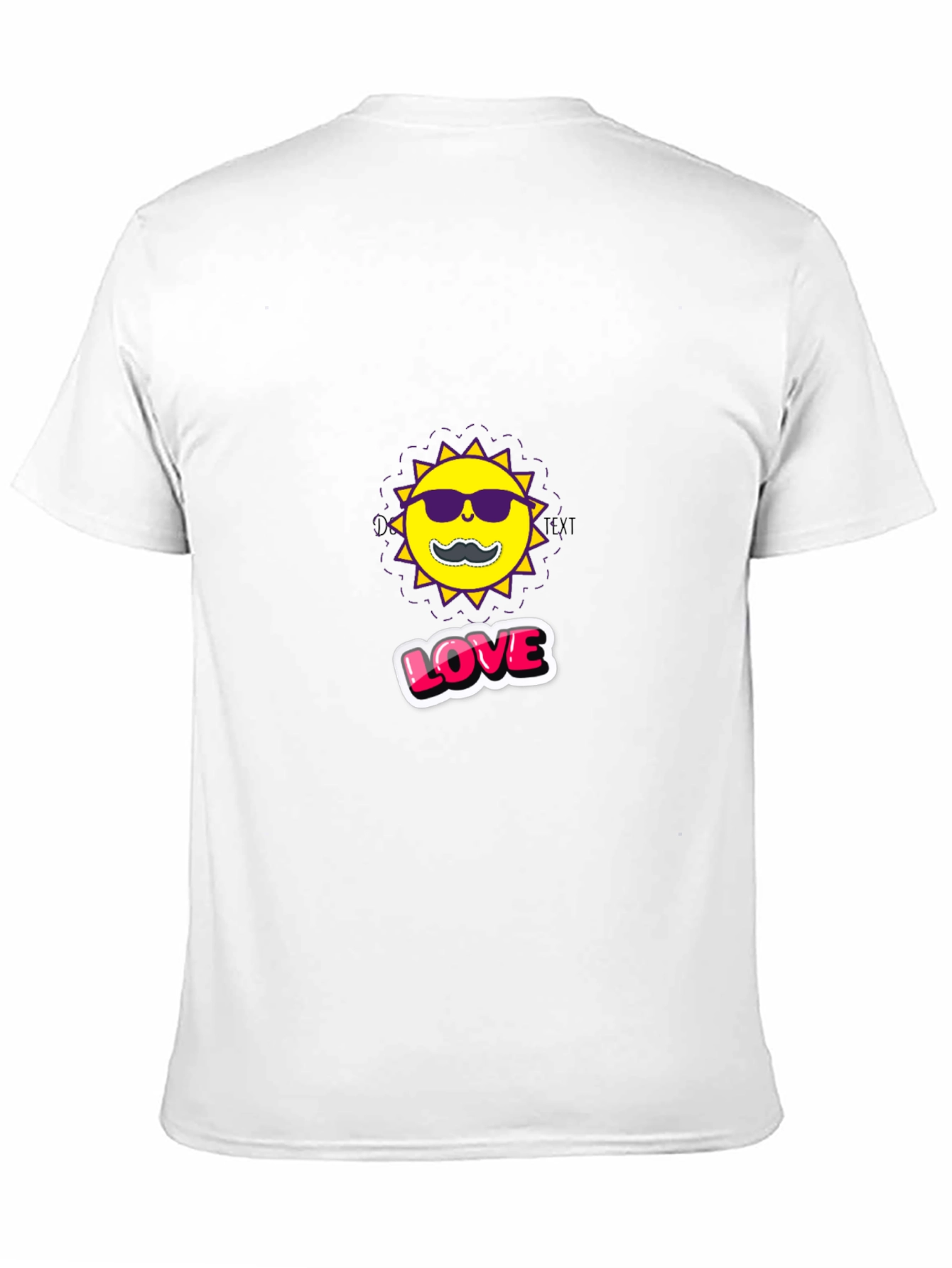 Cool Sun with Mustache Graphic Black Tee