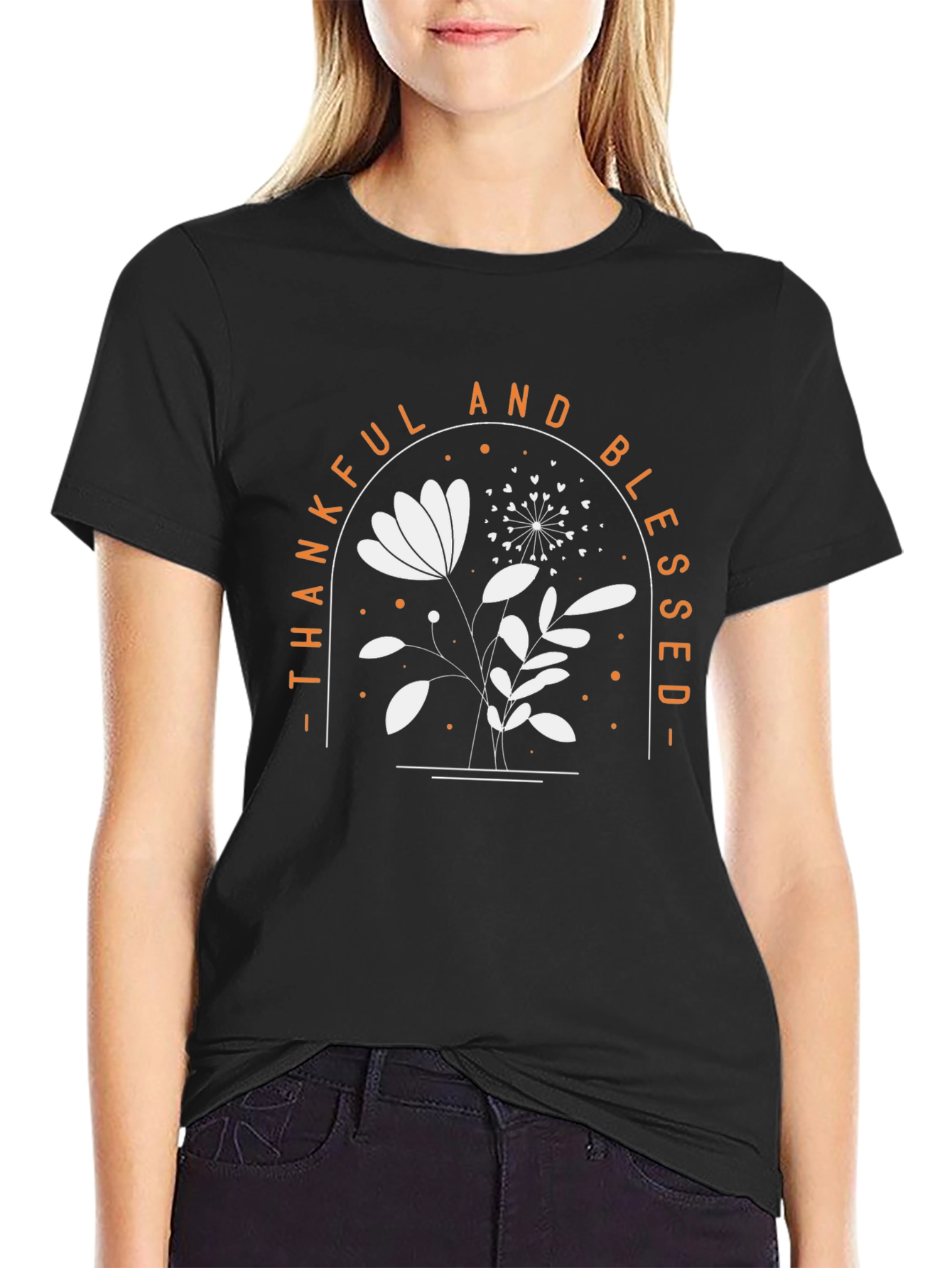 Thankful & Blessed Floral Graphic Tee