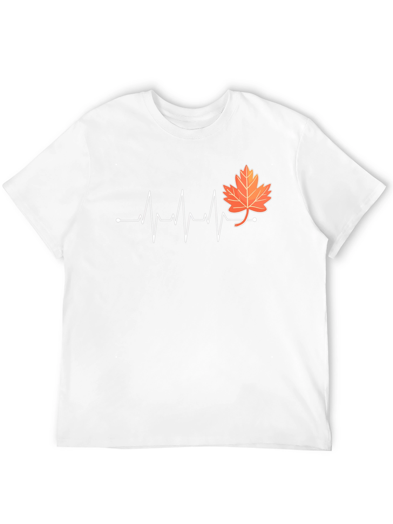 Fall Leaf Heartbeat T-Shirt - Black