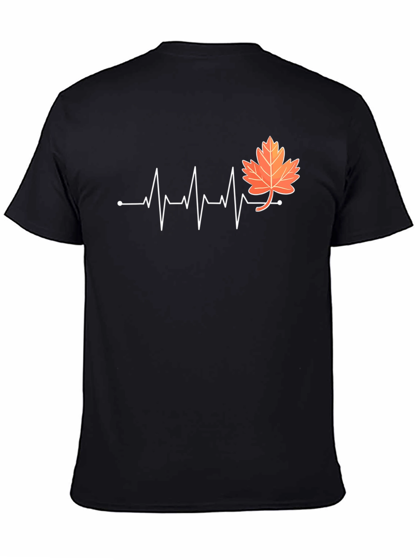 Fall Leaf Heartbeat T-Shirt - Black