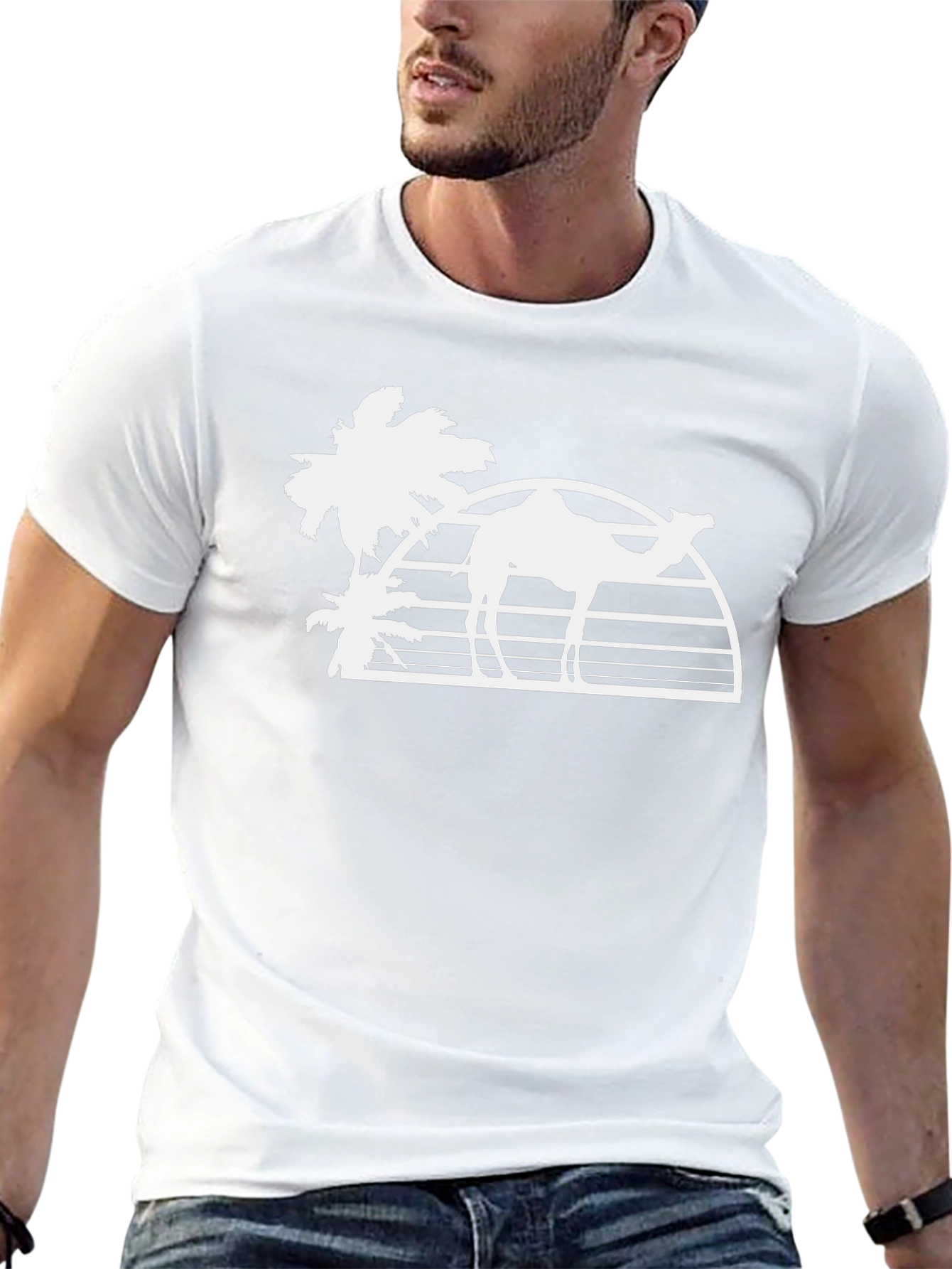 Desert Camel Silhouette Graphic Tee - Black