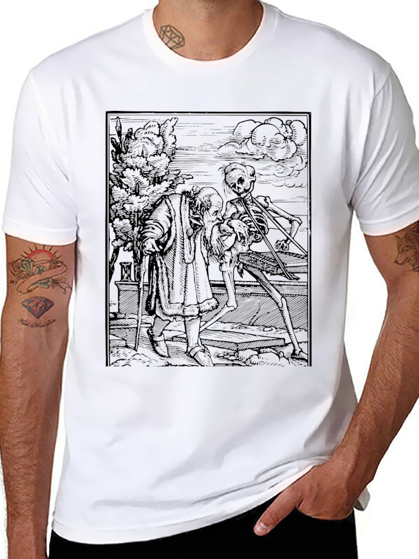 Grim Reaper Print Black T-Shirt